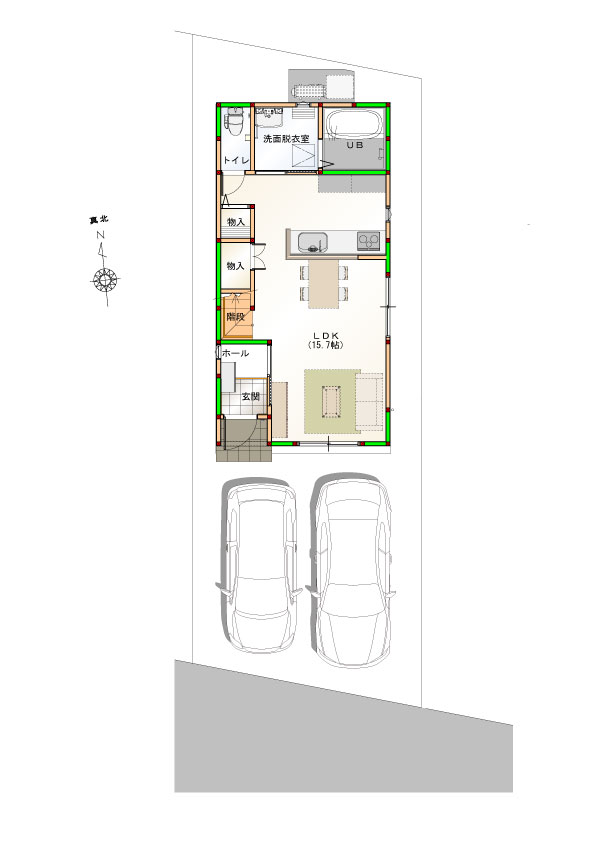 （区画図）駐車2台可能なカースペース付き♪　※画像はイメージです