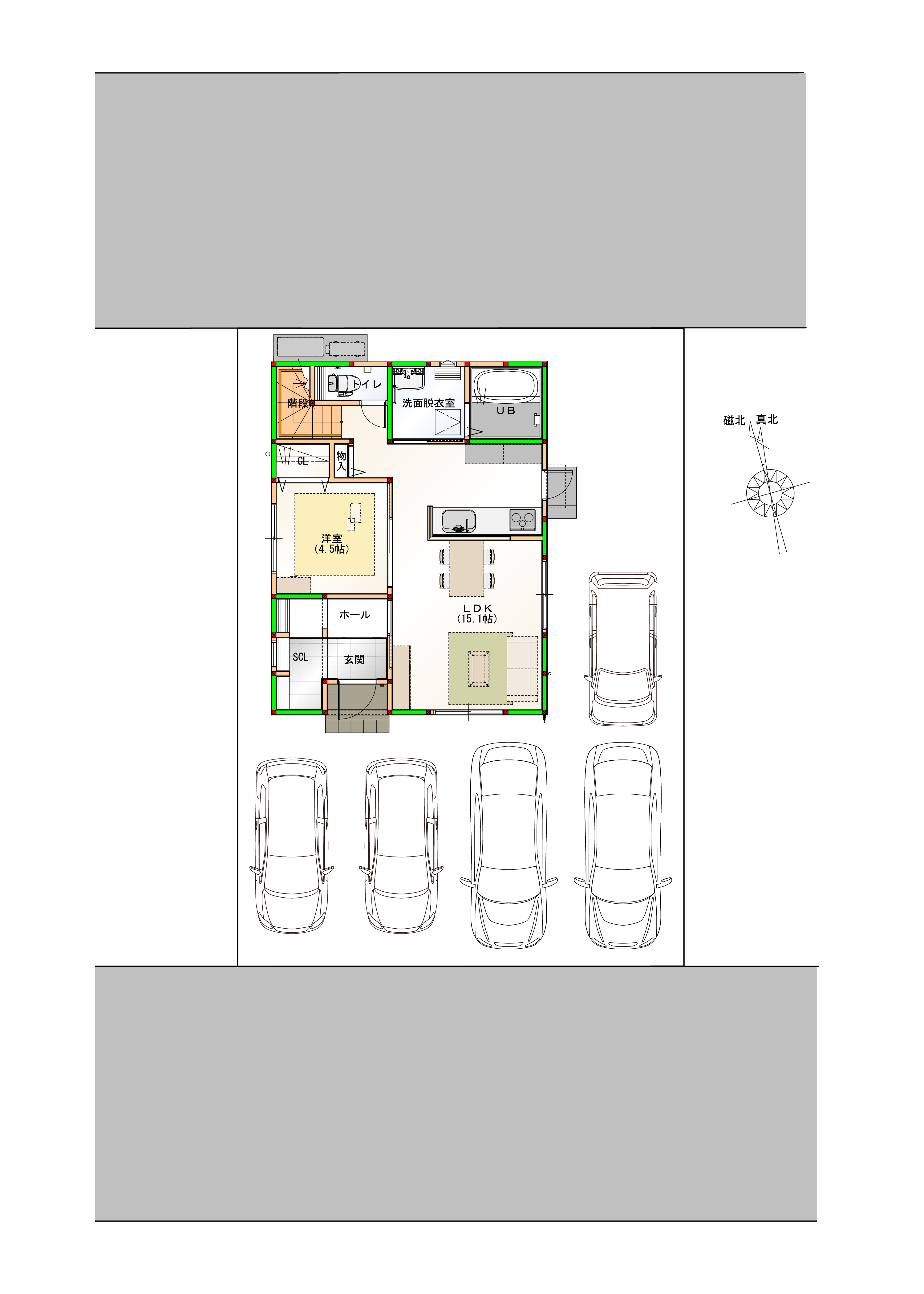 （区画図）駐車5台可能なカースペース付き♪　※画像はイメージです