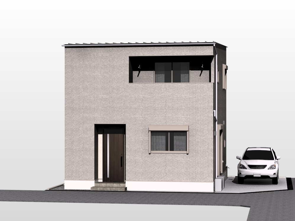 １台分の駐車スペース。間取りは3LDKと、プライベートスペースをしっかり確保しつつ、楽しい家族団らんもできる16.7帖のLDKがある住まいです♪※完成予想イメージ画像です。