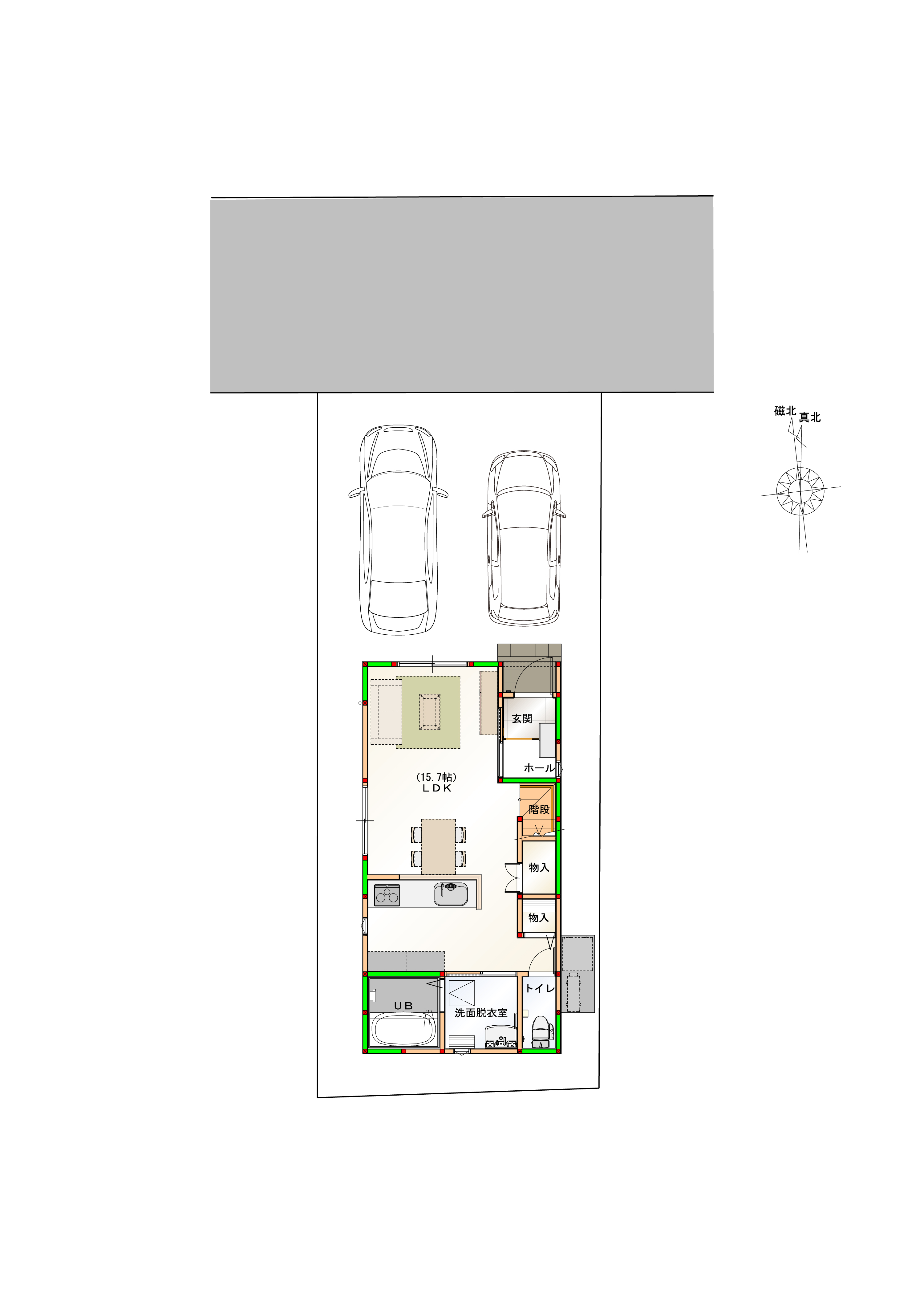 （区画図）駐車2台可能なカースペース付き♪※画像はイメージです