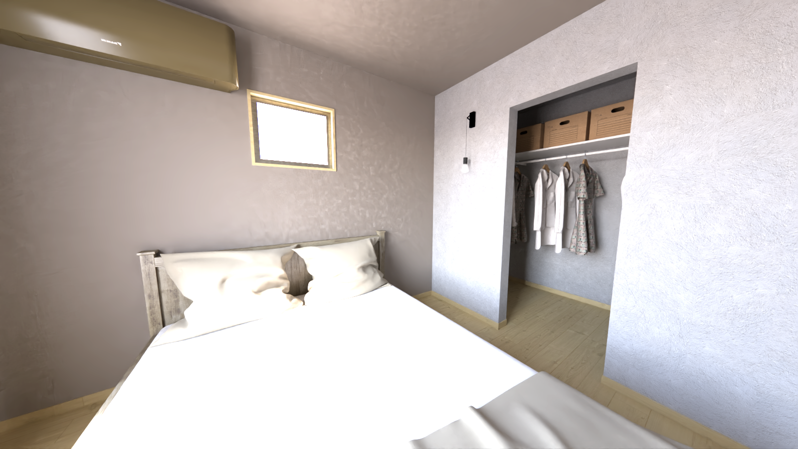 【寝室に直結したウォークインクローゼット】寝室からつながるウォークインクローゼットは、衣類やバッグをたっぷり収納できる大容量設計。毎日の身支度がスマートに整い、季節ごとのアイテムもすっきり収まります。※画像はイメージです。実物とは異なります。