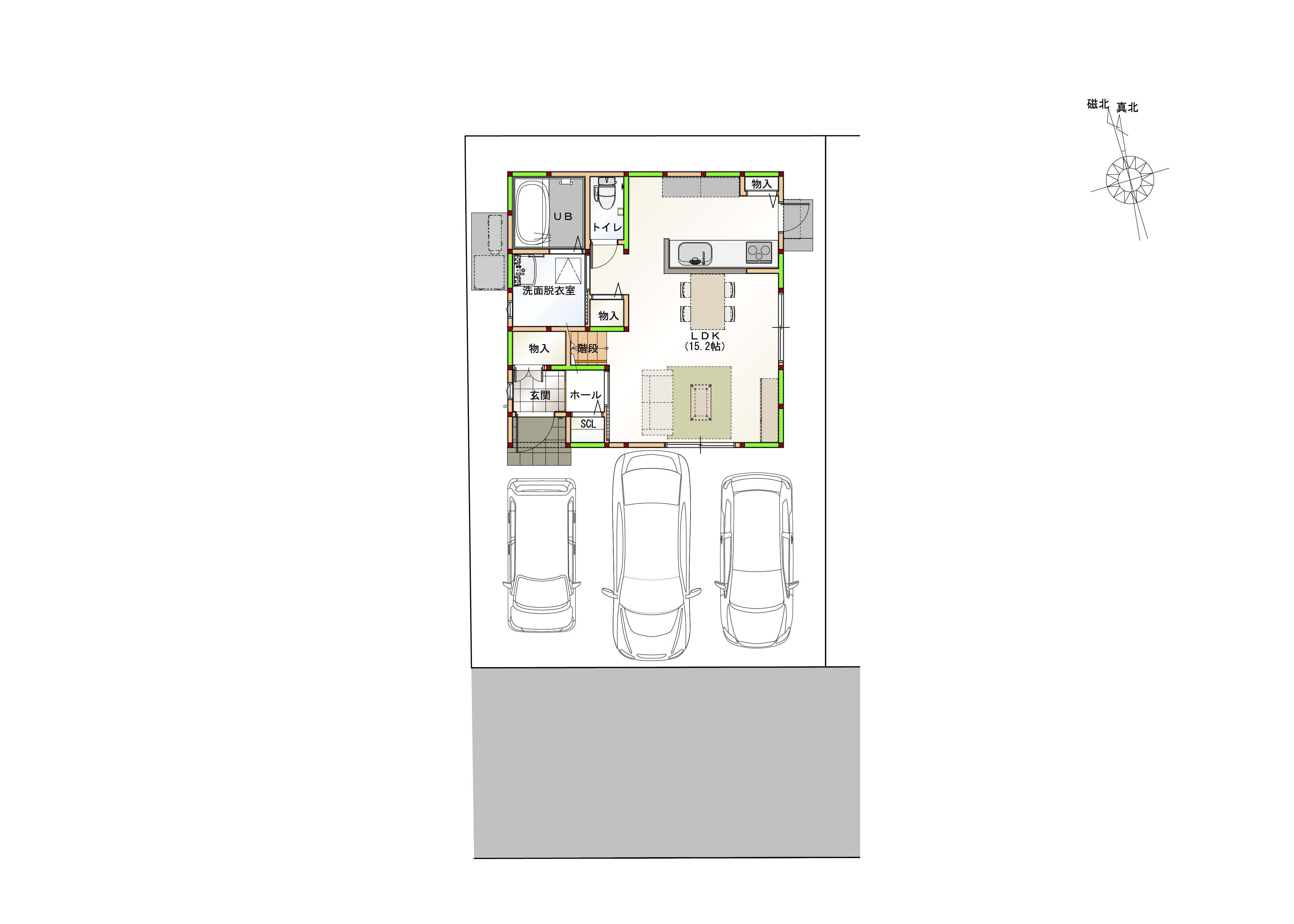 （区画図）駐車3台可能なカースペース付き♪　※画像はイメージです