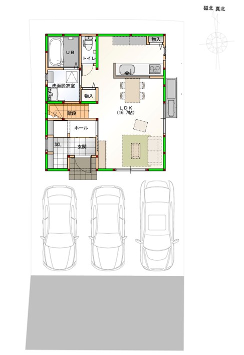駐車スペースは２台になります。