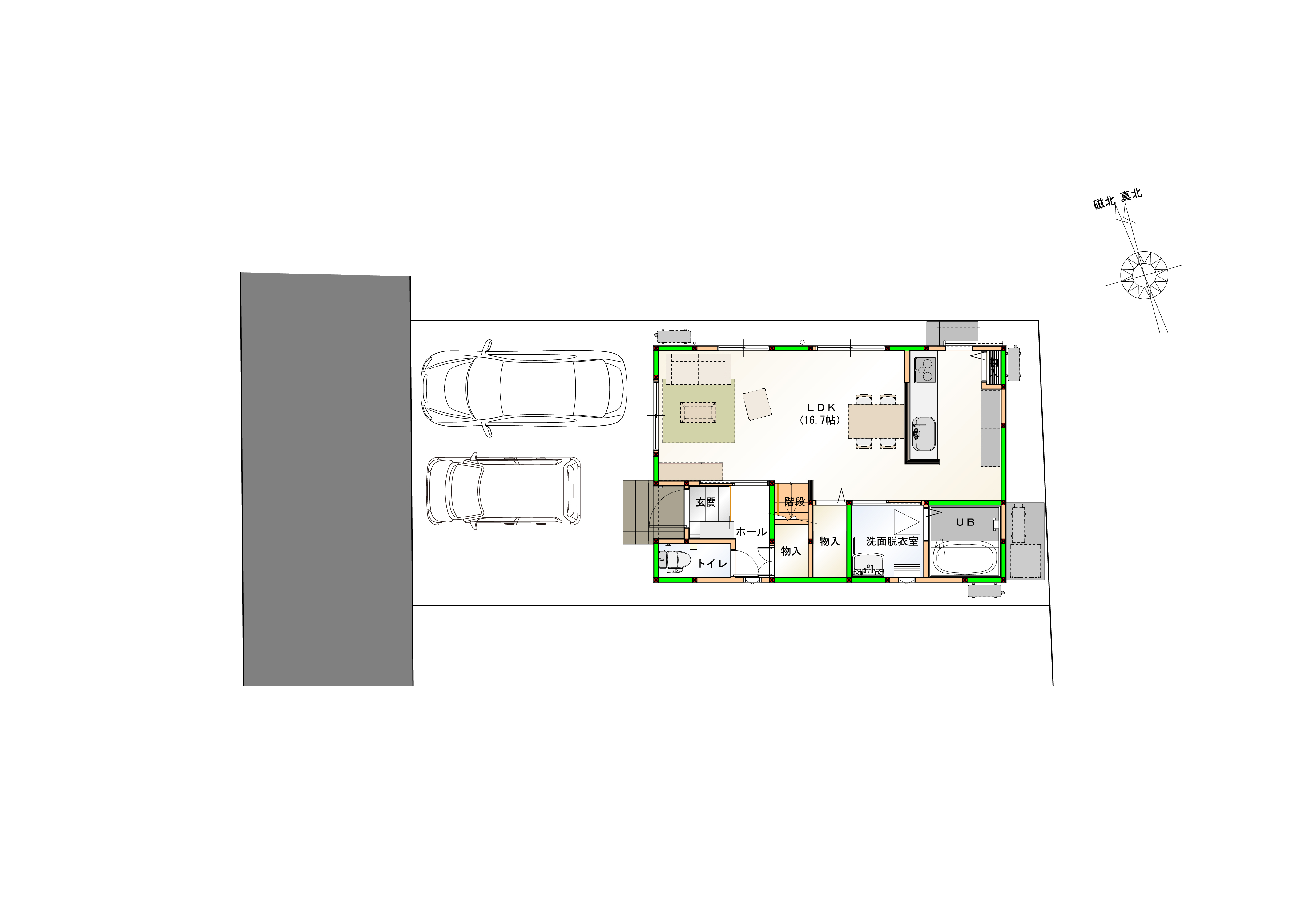 （区画図）駐車2台可能なカースペース付き♪※画像はイメージです