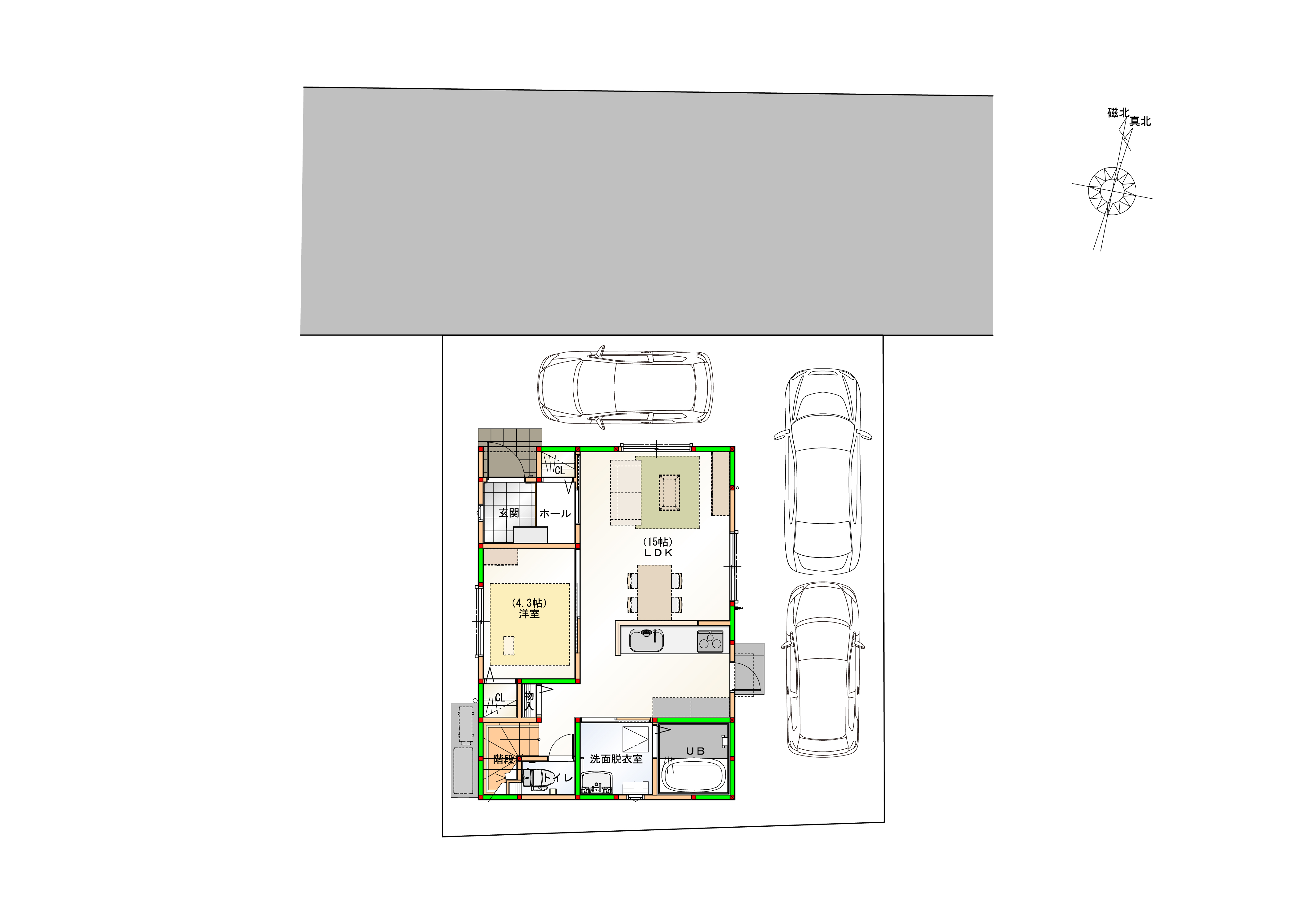 （区画図）駐車3台可能なカースペース付き♪　※画像はイメージです