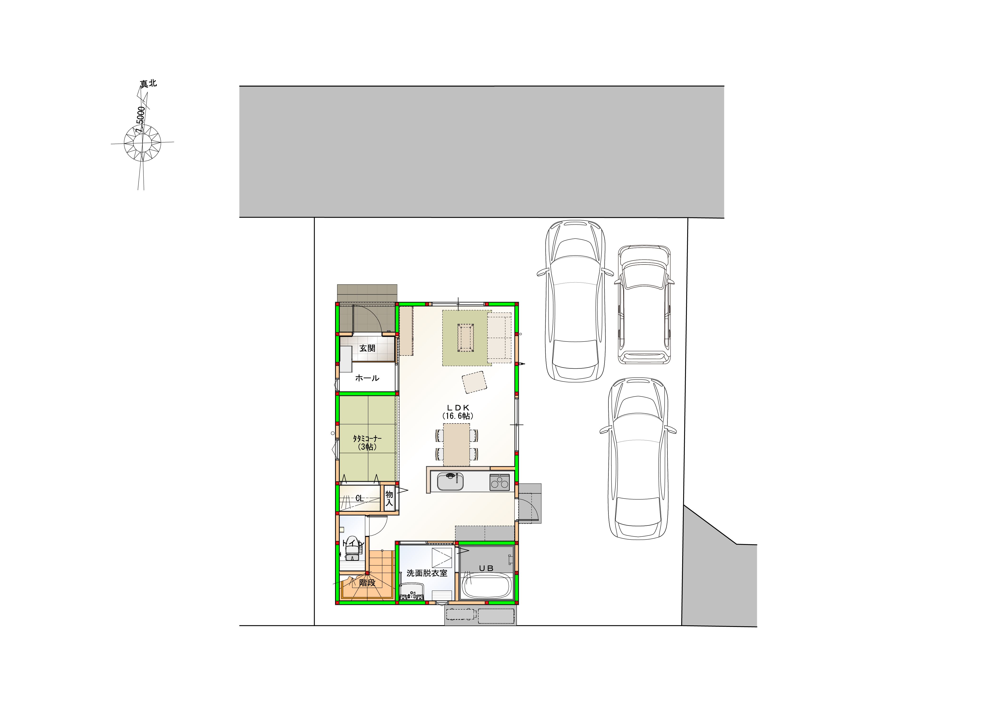（区画図）駐車3台可能なカースペース付き♪※画像はイメージです