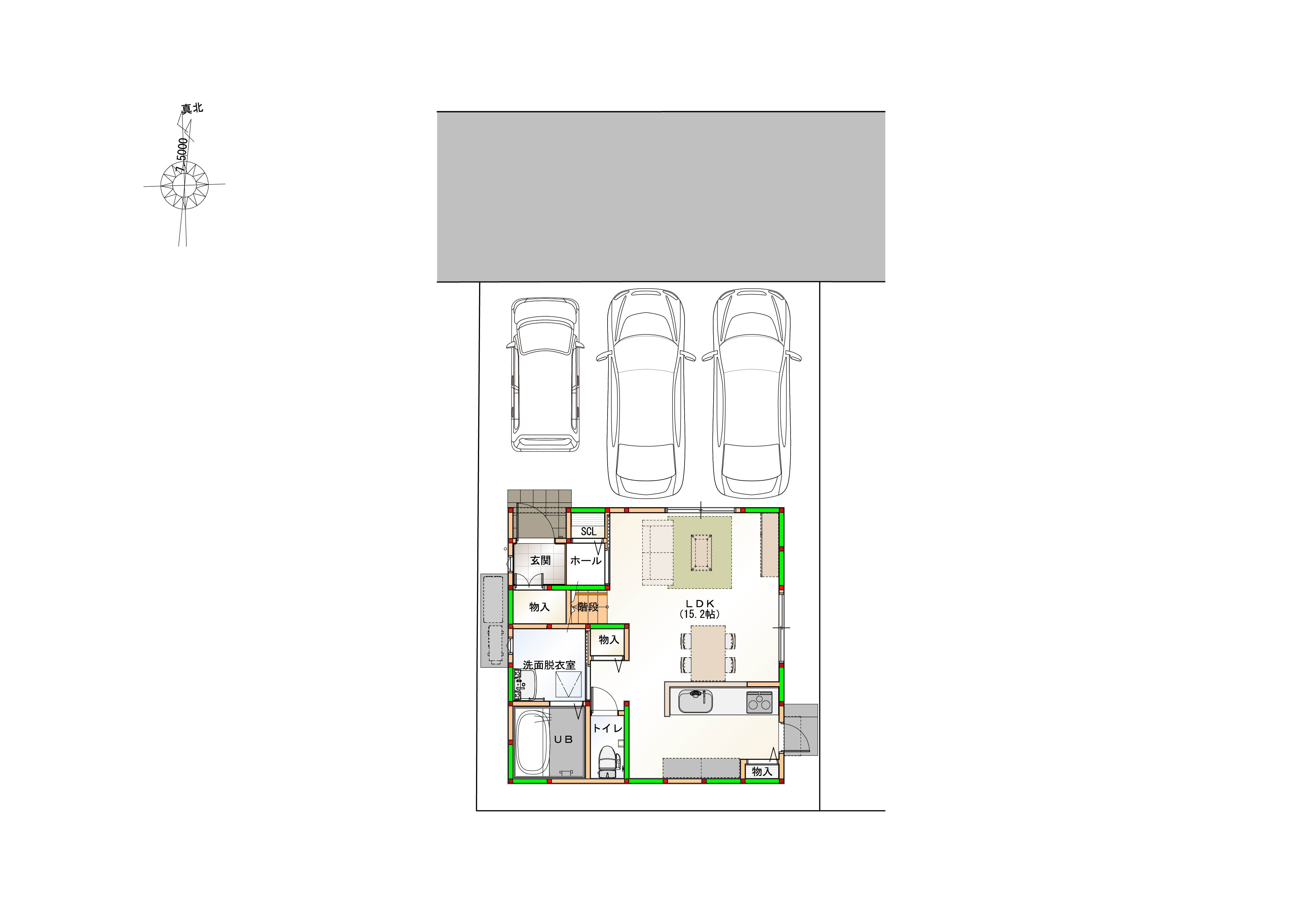 （区画図）駐車3台可能なカースペース付き♪　※画像はイメージです