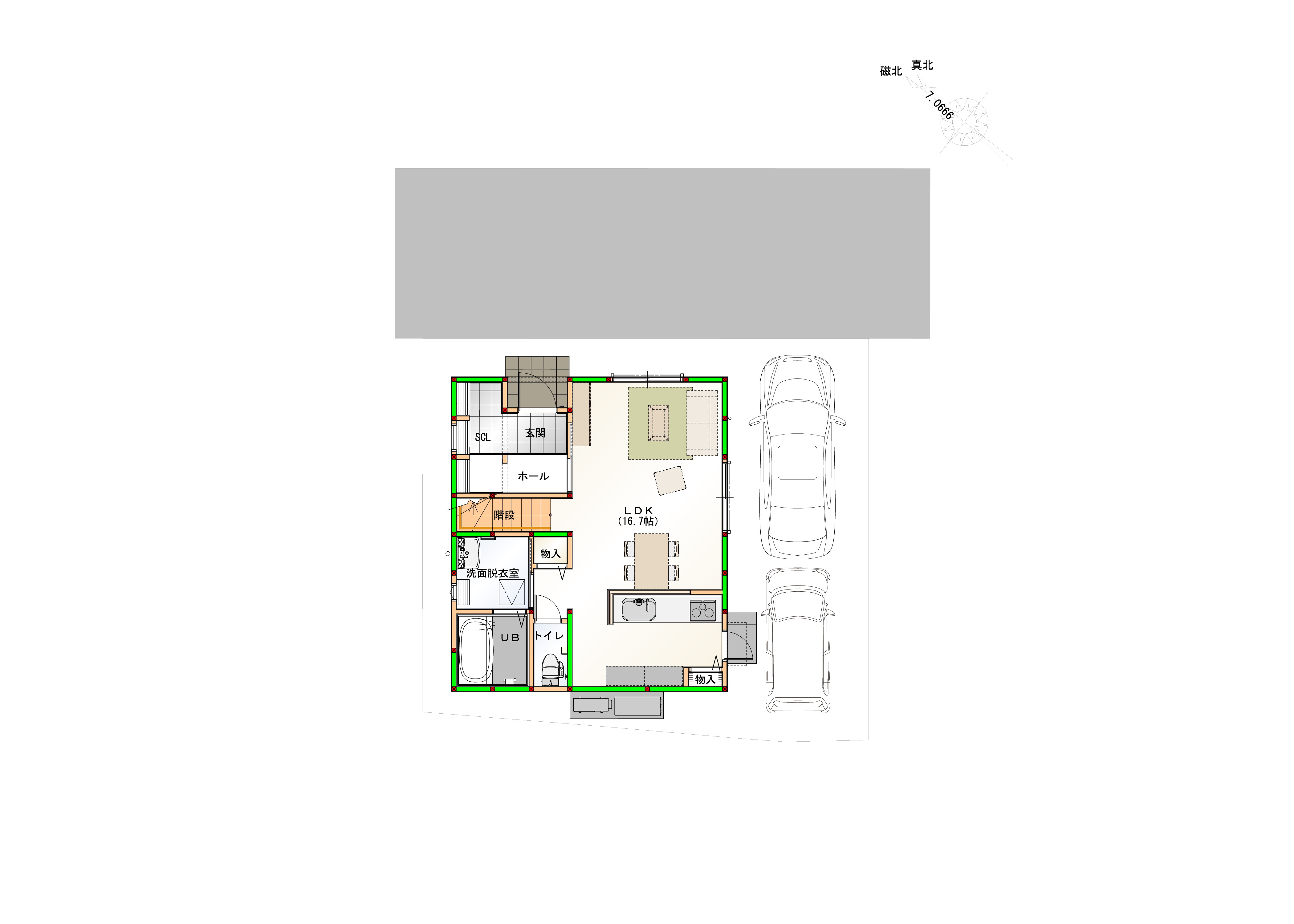 駐車スペースは２台になります。