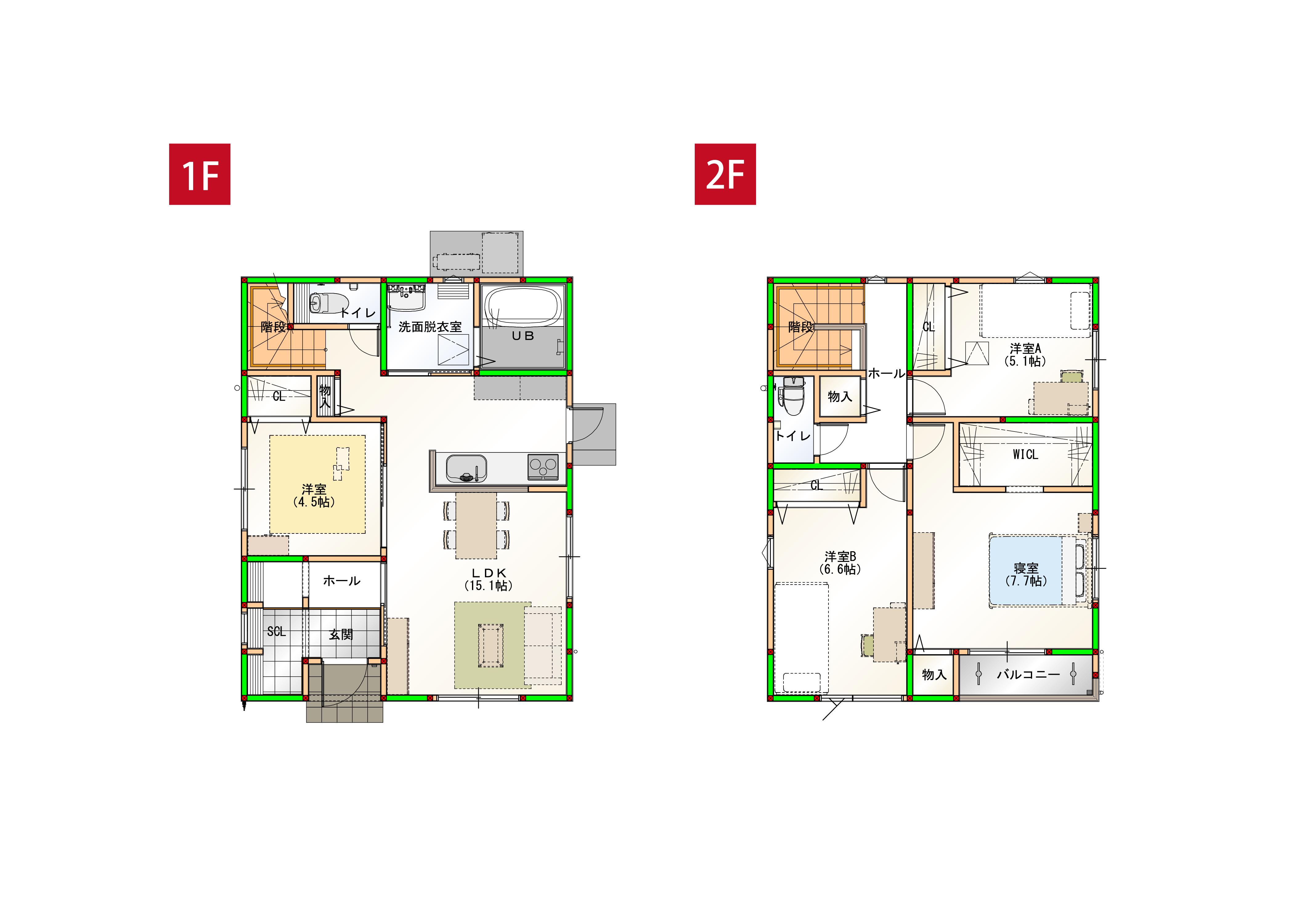 家事効率にこだわった4LDKのコンパクトハウスです♪