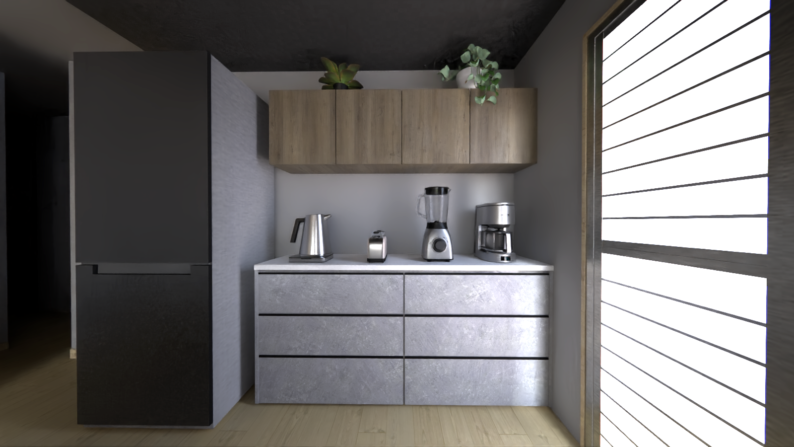 【たっぷり収納できる美しいキャビネット】キッチン背面には、大容量のキャビネットを設置。引き出し収納と吊戸棚で、調理家電からストック品まですっきり整理整頓。生活感を隠しながら、空間を美しく保てます。※画像はイメージです。実物とは異なります。