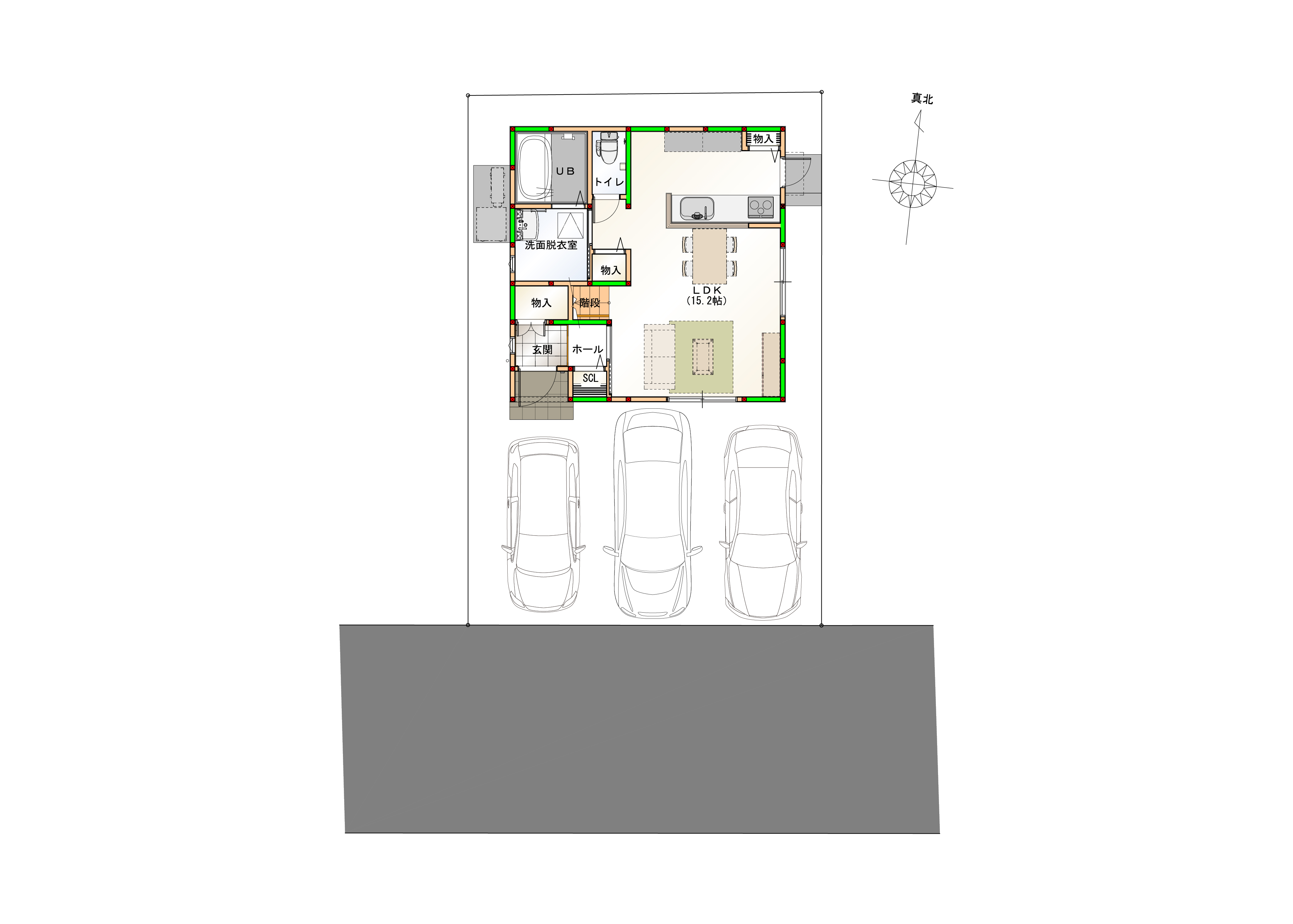 （区画図）駐車3台可能なカースペース付き♪　※画像はイメージです