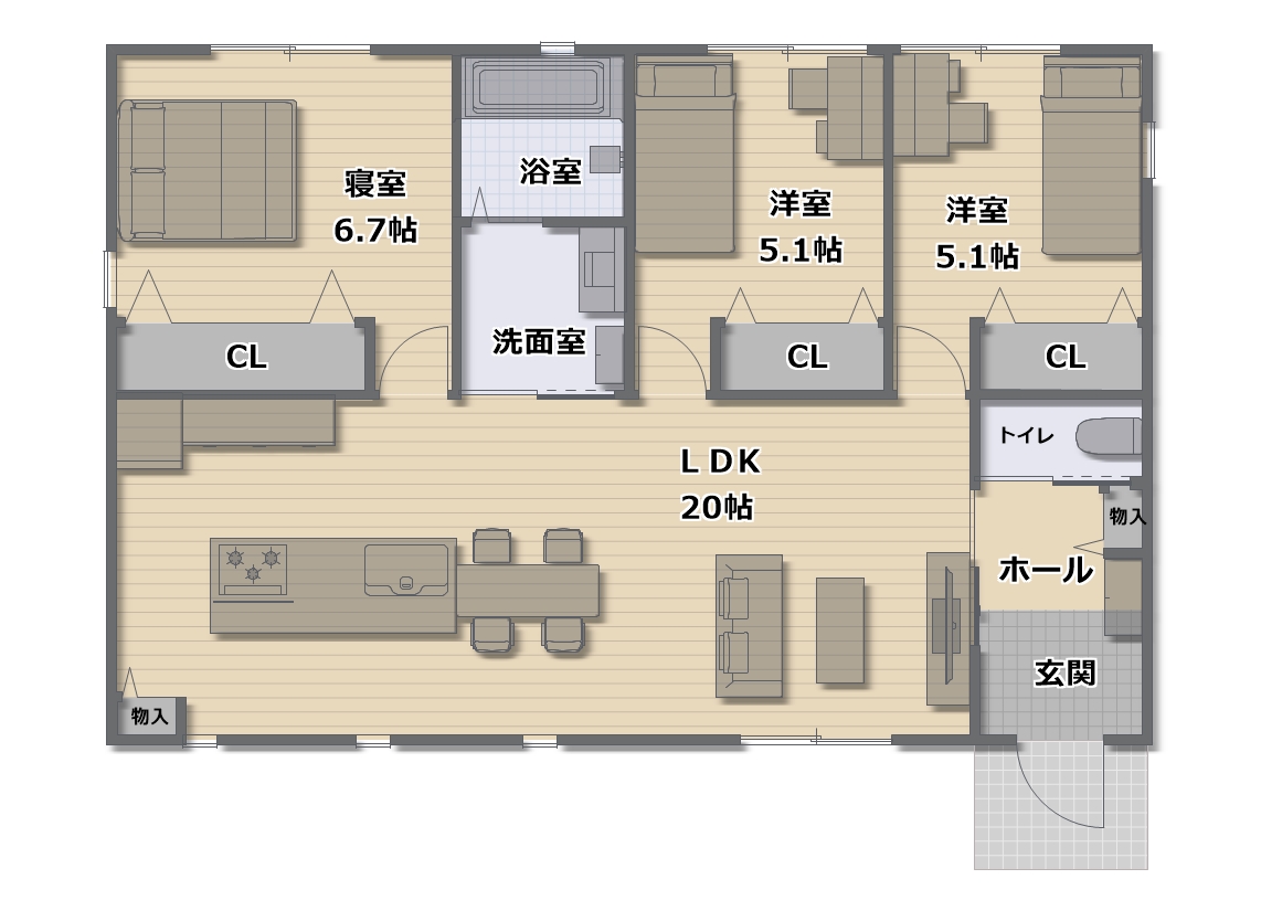 快適な平屋４ＬＤＫになります。