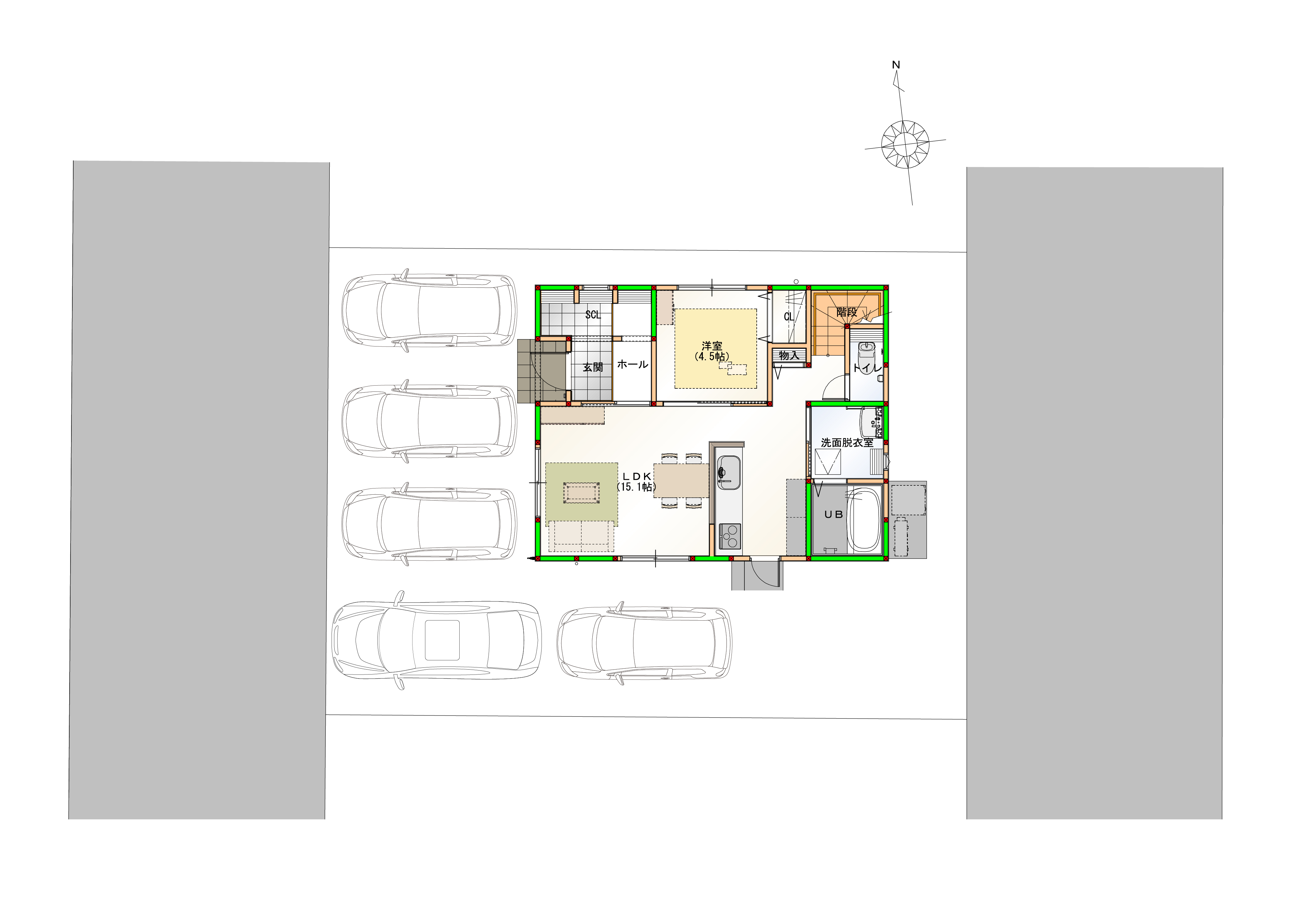 駐車5台可能！　画像はイメージです。