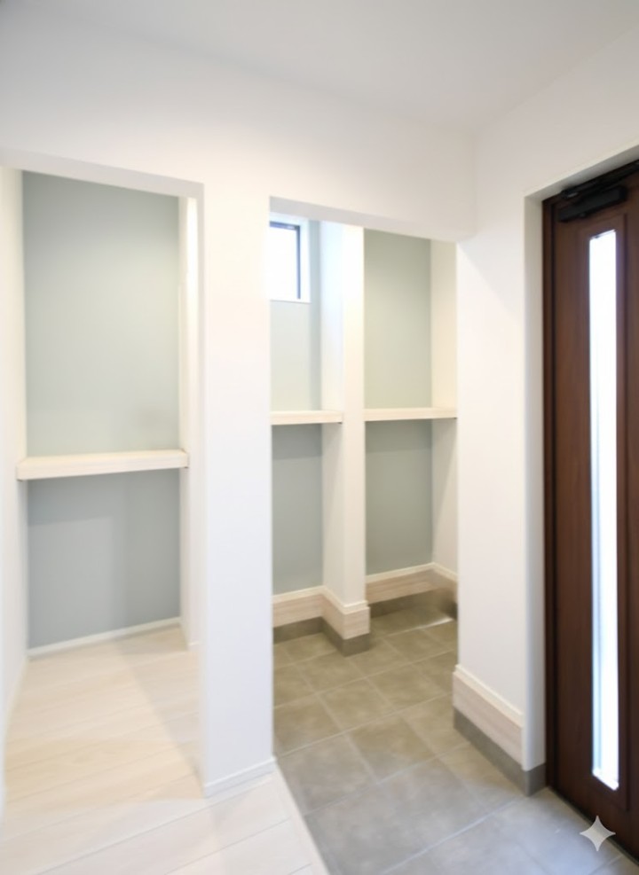 大容量の土間収納を設置。靴はもちろん、べビーカーや 趣味の道具を置いておくのにも便利です♪