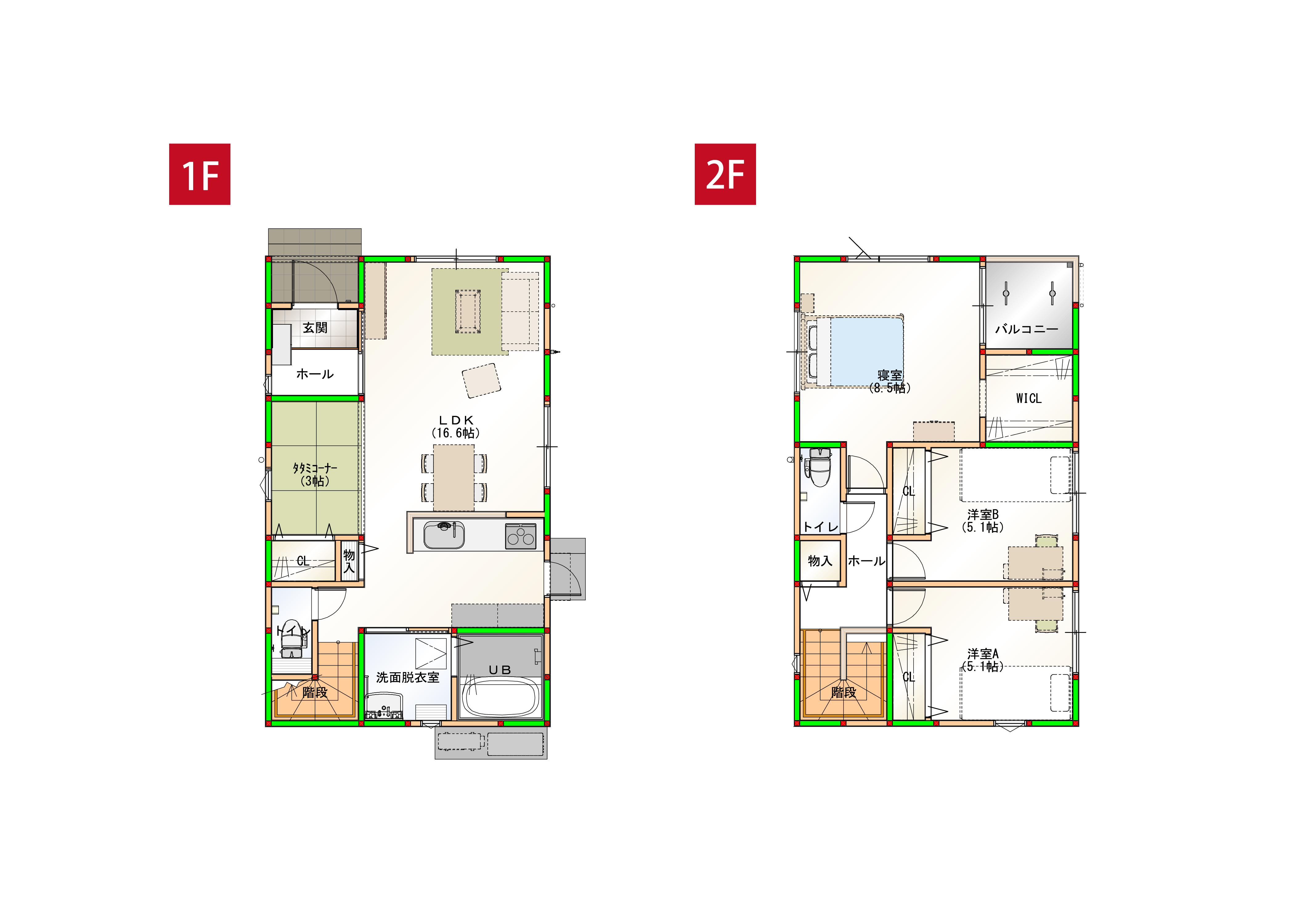 水回りがまとまっている家事ラク導線！タタミコーナー付きで落ち着ける空間に♪※画像はイメージです。