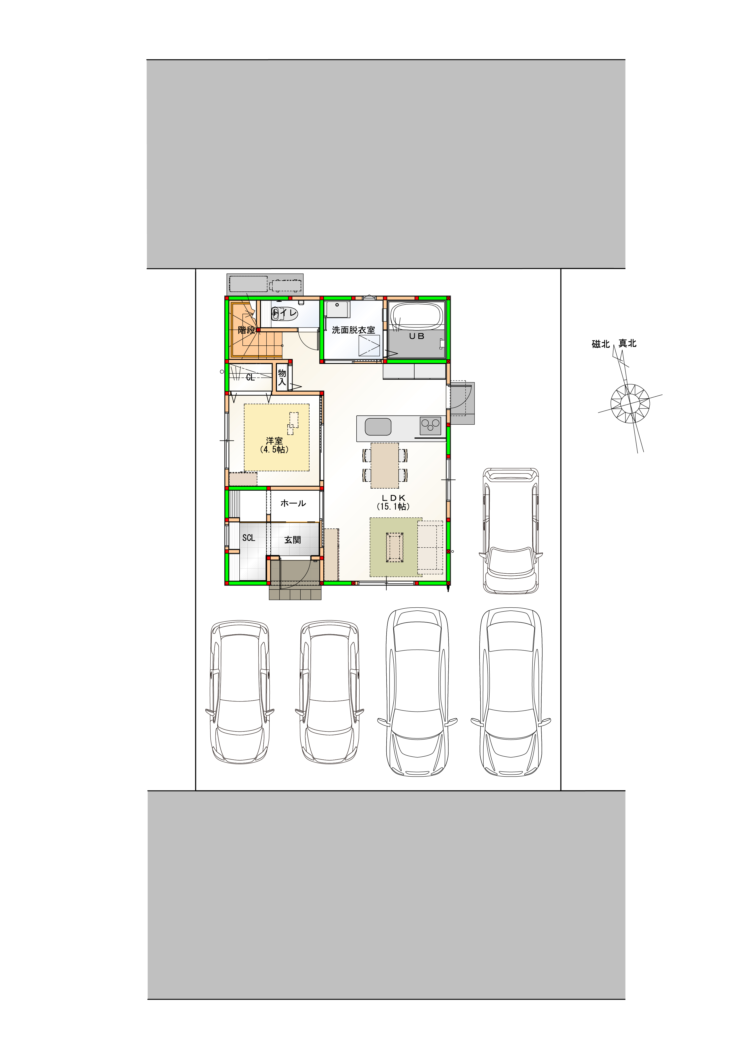 （区画図）駐車5台可能なカースペース付き♪　※画像はイメージです