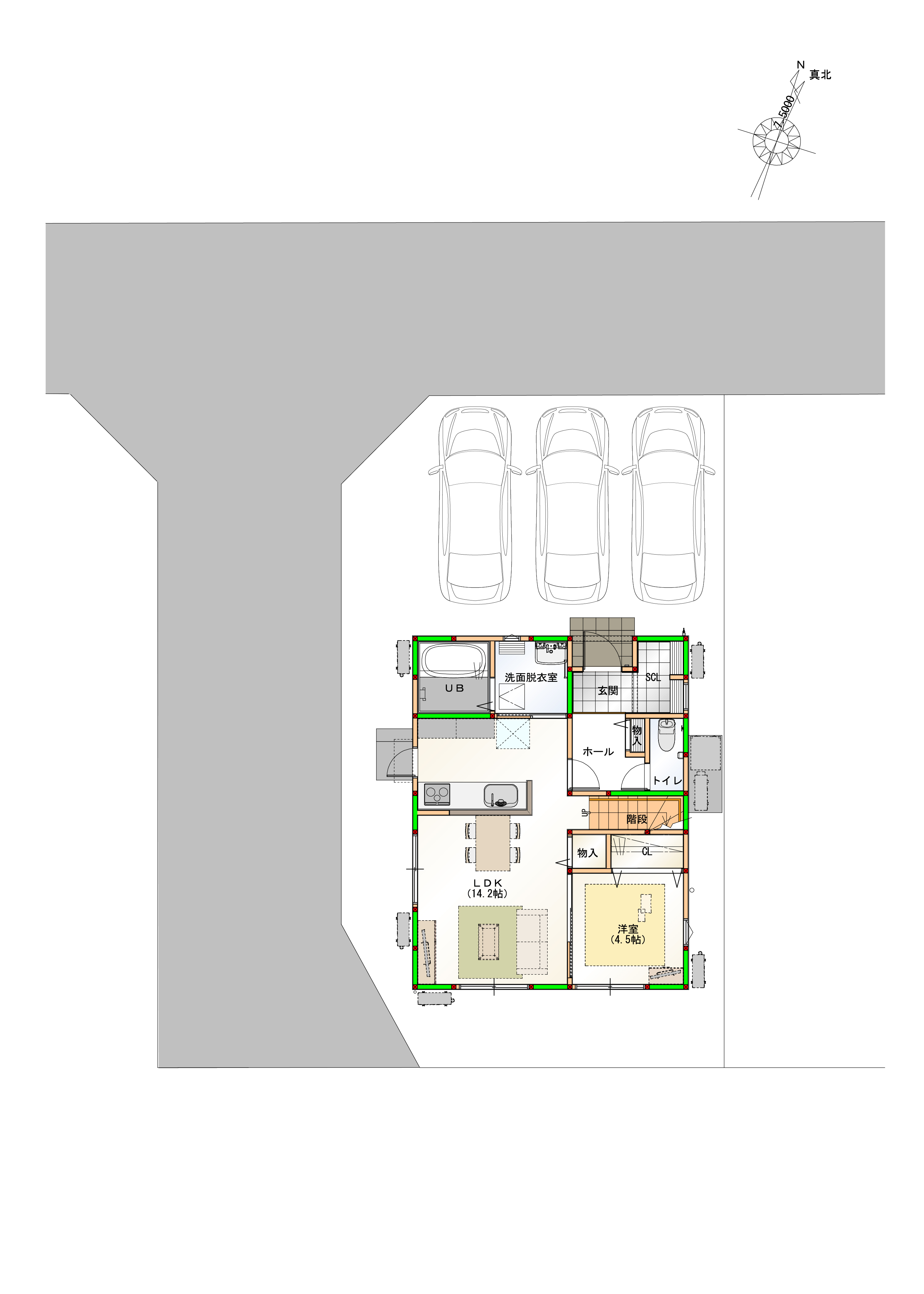 駐車場3台確保していますので、来客時にも便利です♪※画像は完成予想図です。