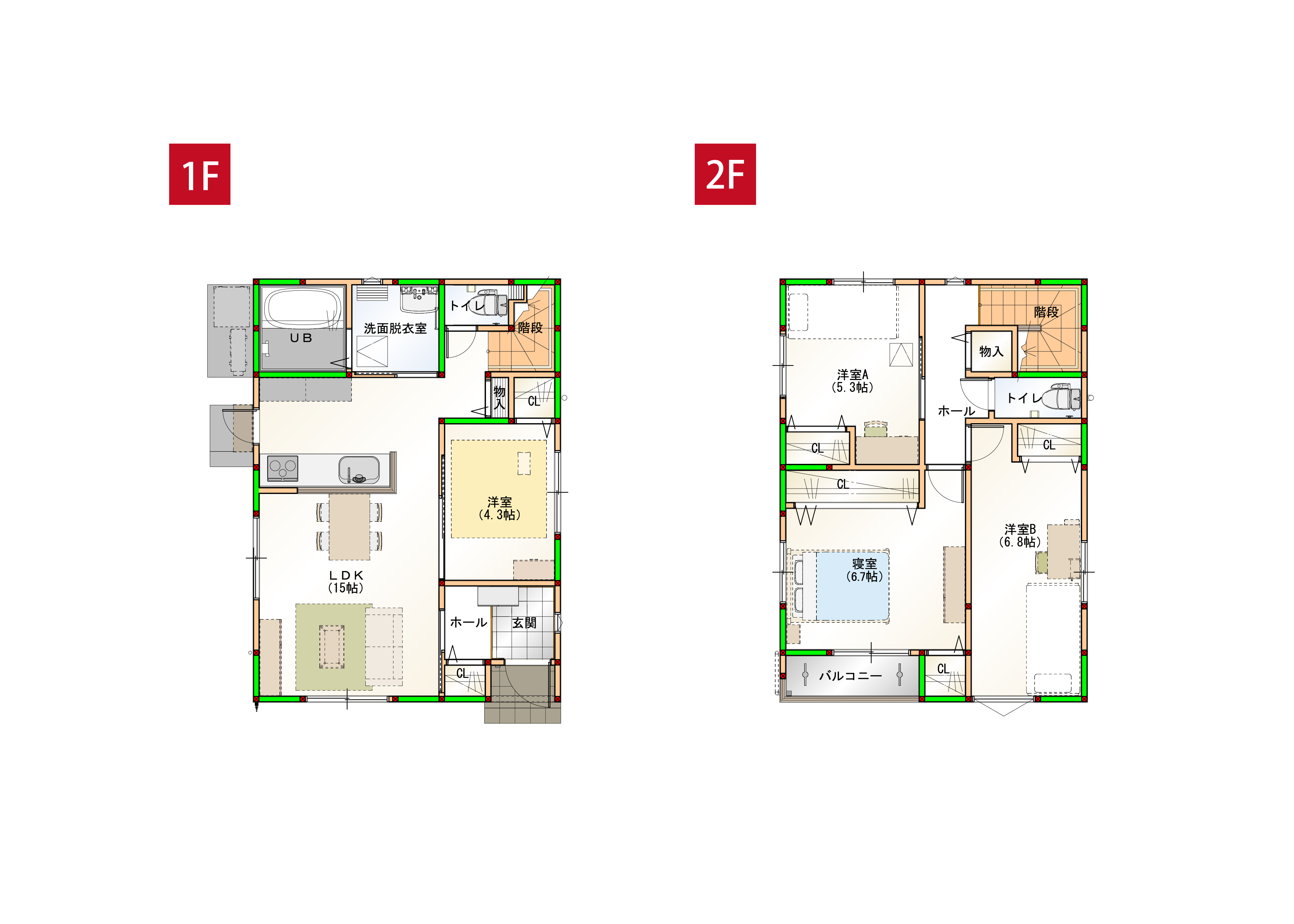 全居室収納でお部屋すっきり！快適に暮らしやすい間取りを設計しました。※画像はイメージです。