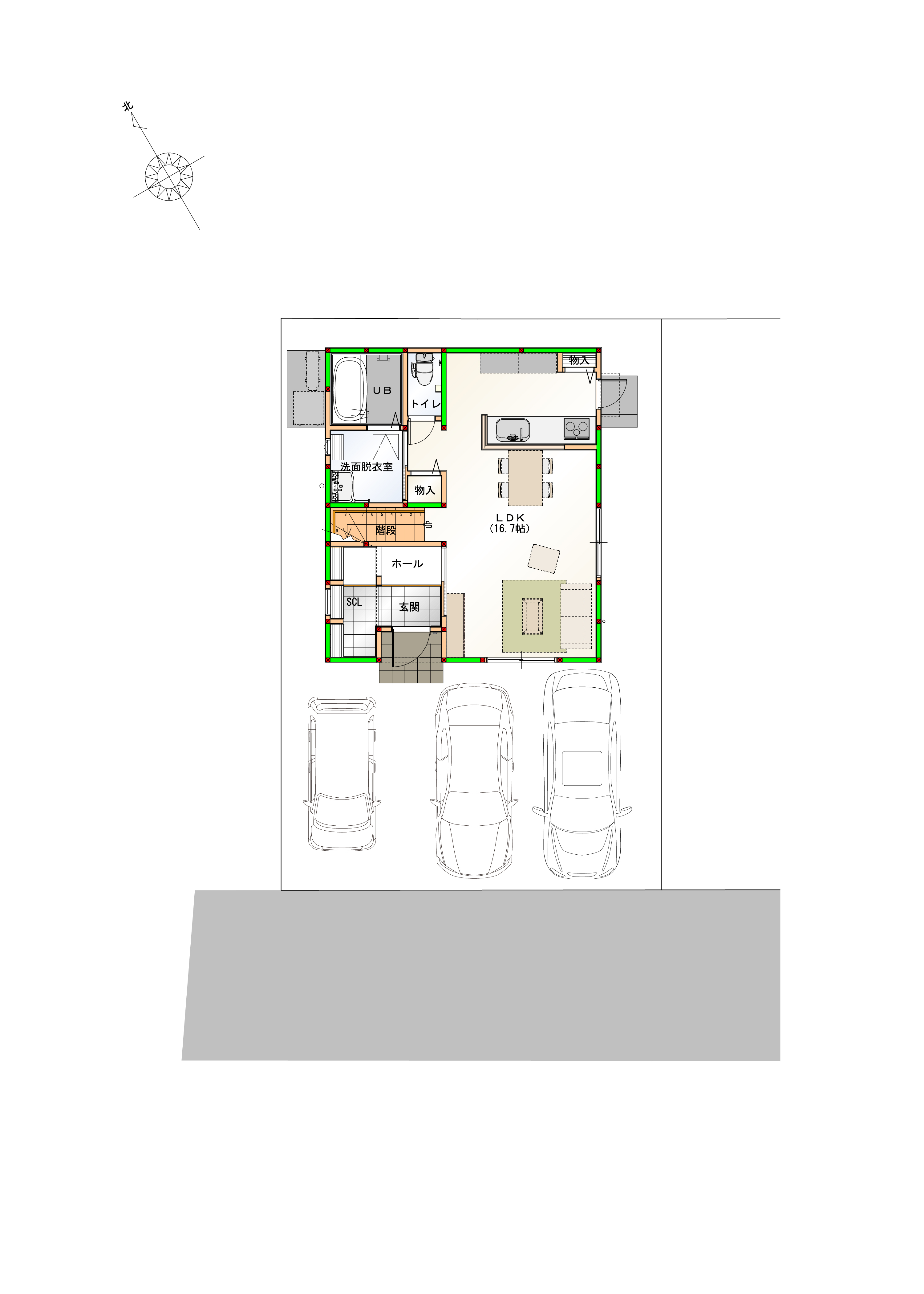 （区画図）駐車3台可能なカースペース付き♪　※画像はイメージです