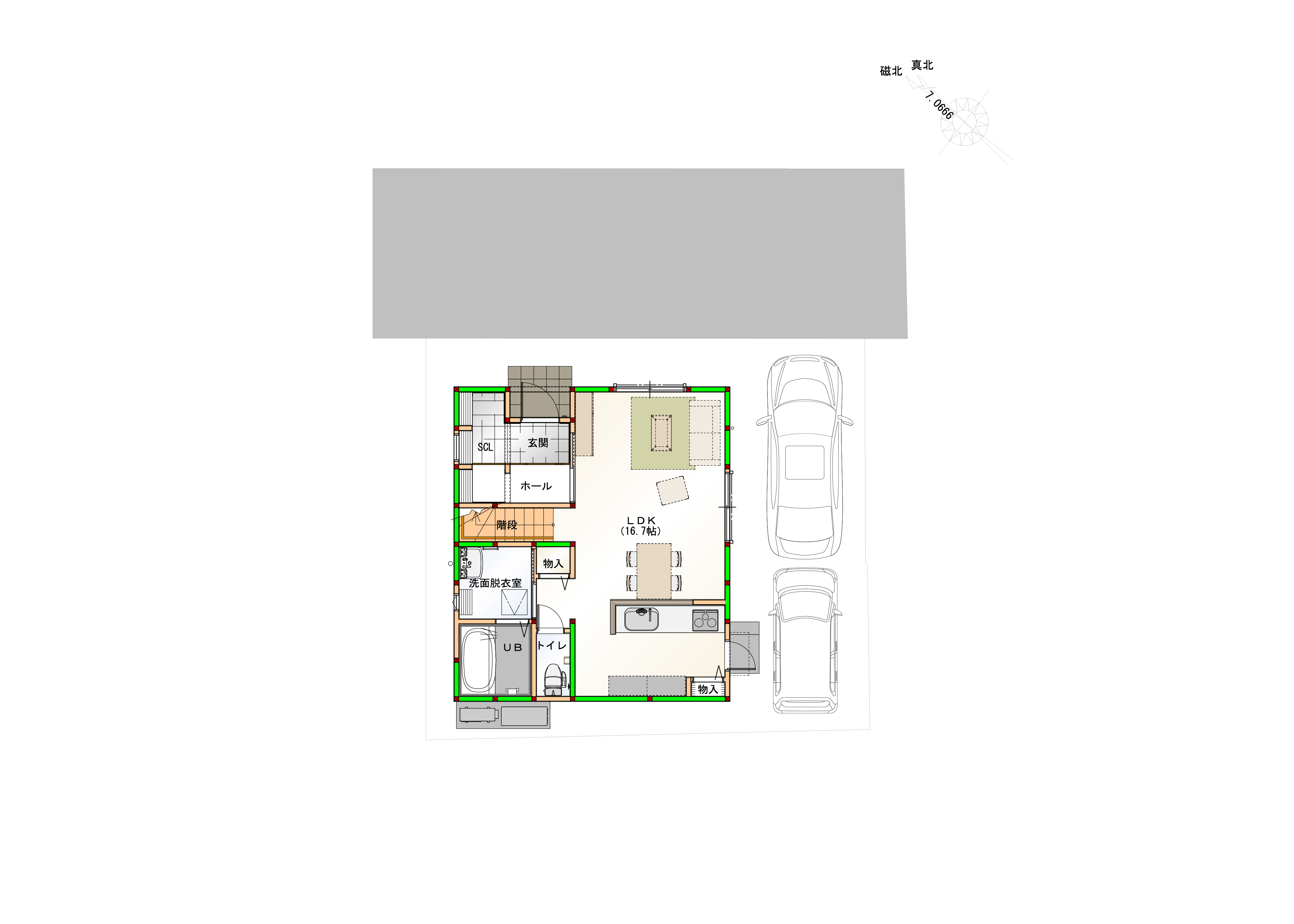 駐車スペースは２台になります。