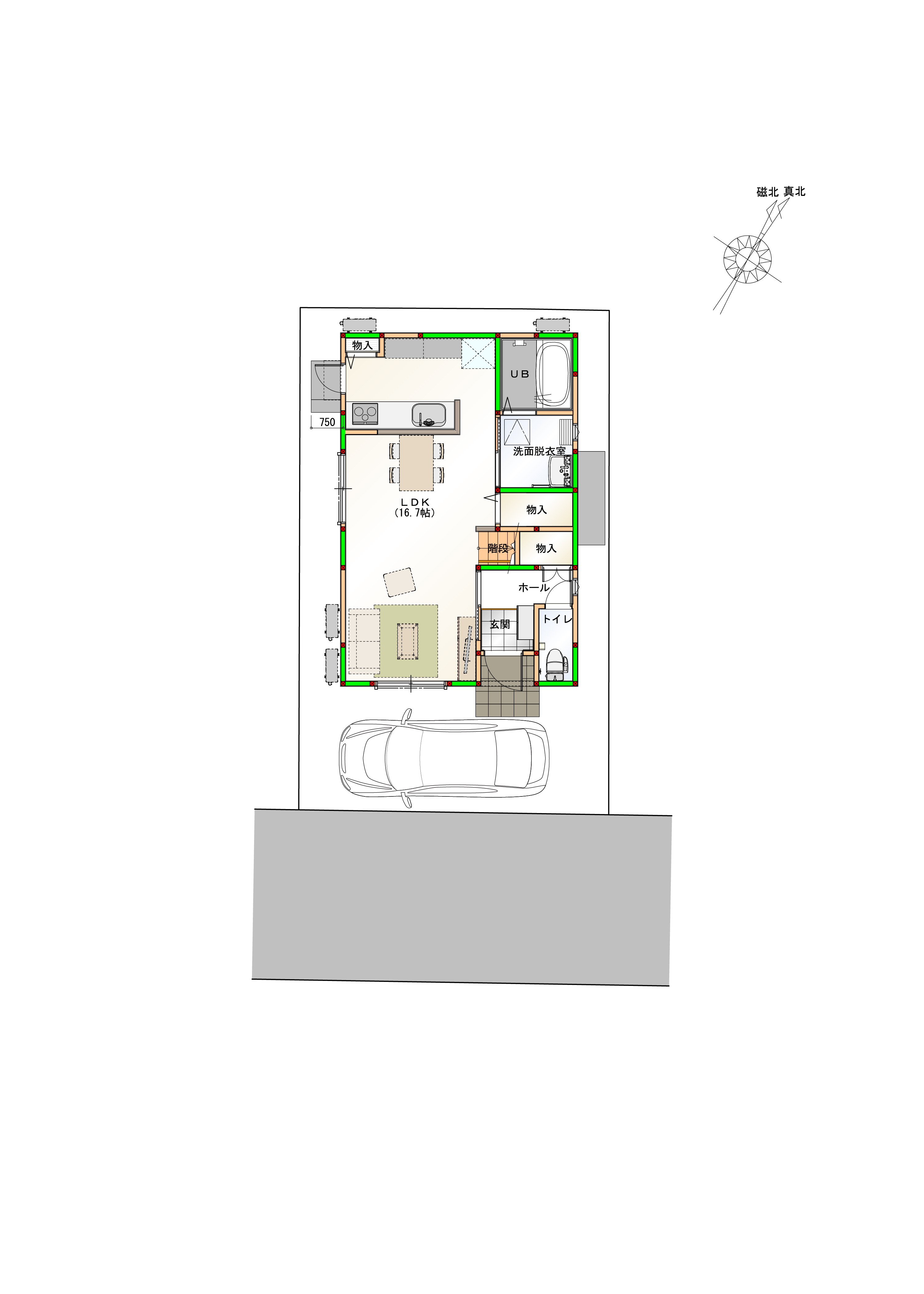 駐車スペースは1台になります。