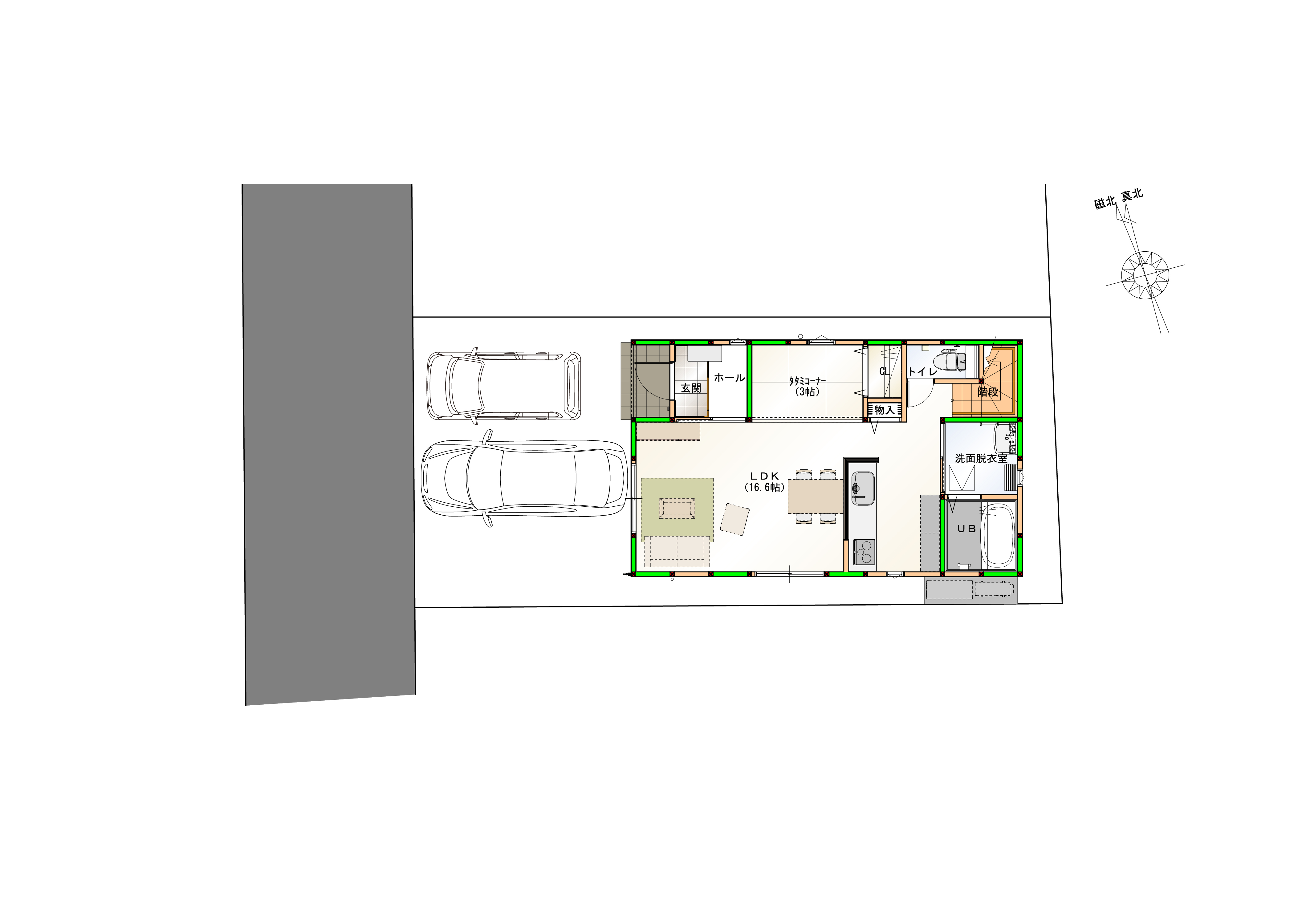 （区画図）駐車2台可能なカースペース付き♪※画像はイメージです