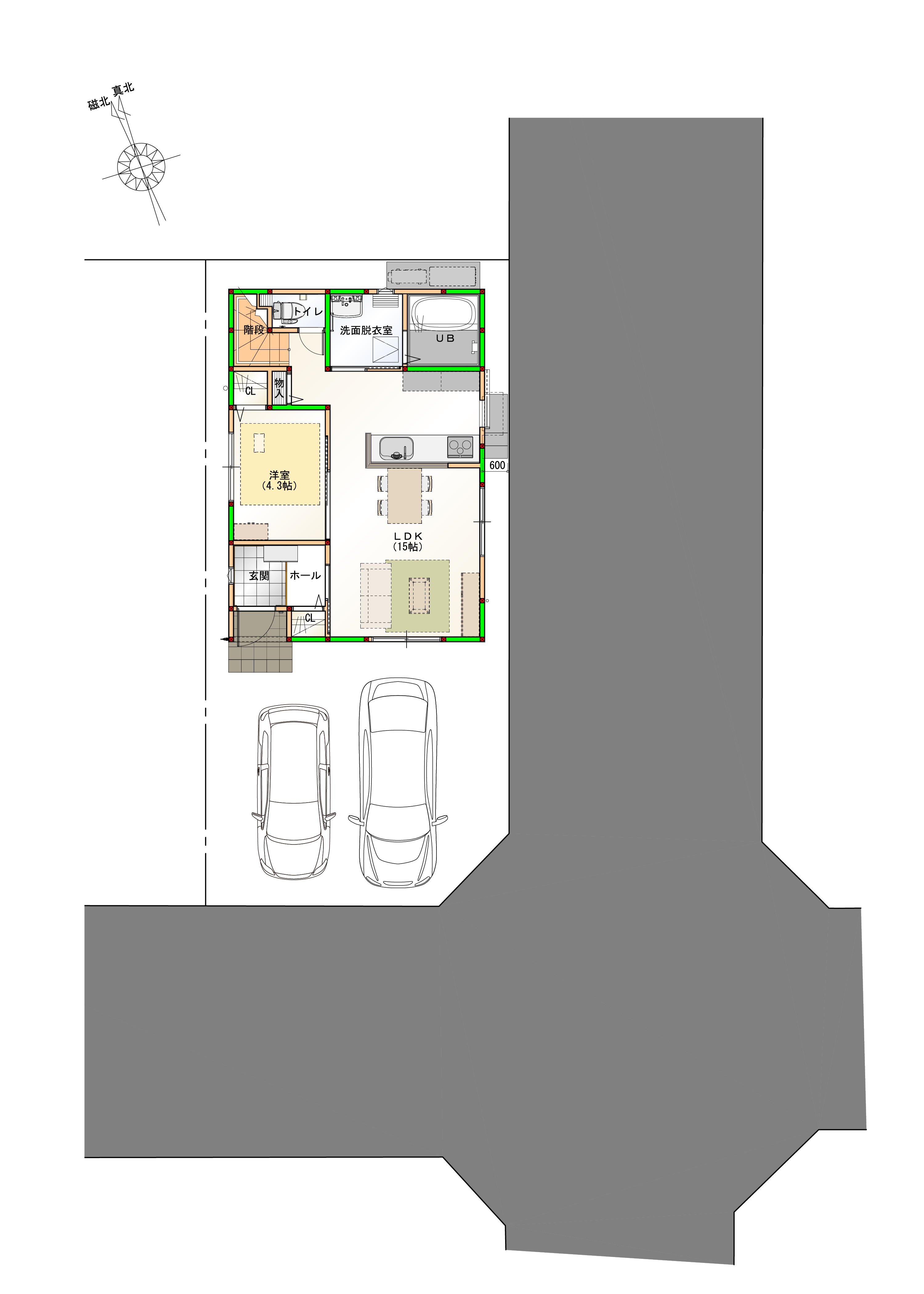 （区画図）駐車3台可能なカースペース付き♪　※画像はイメージです