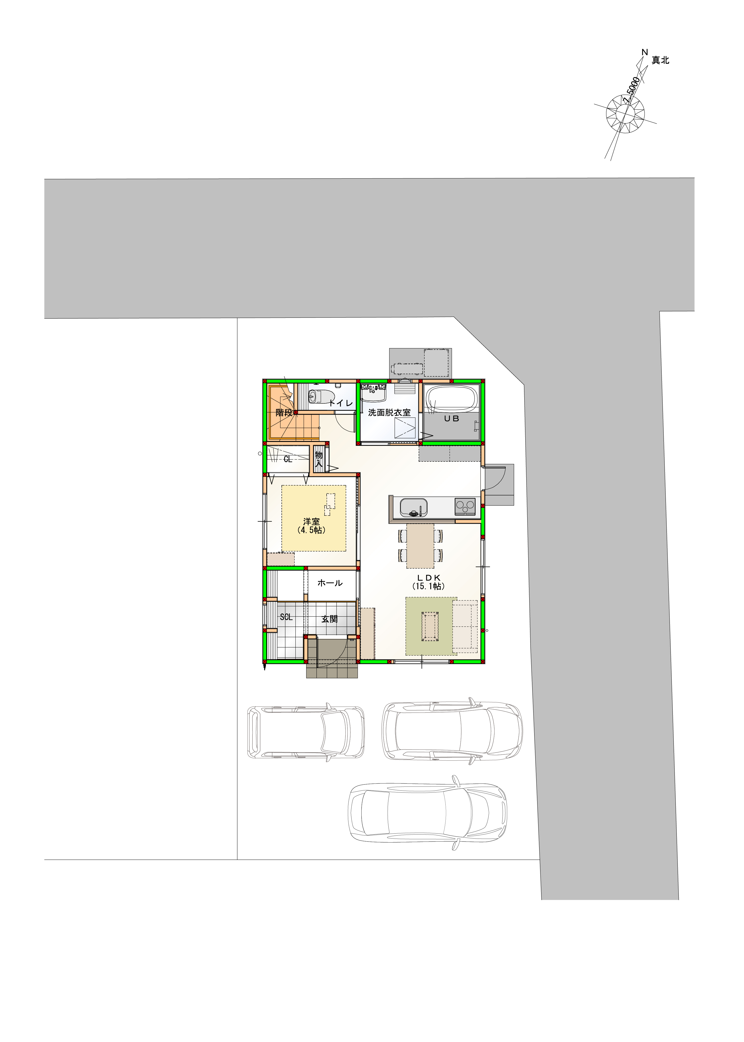 駐車場3台確保していますので、来客時にも便利です♪※画像は完成予想図です。