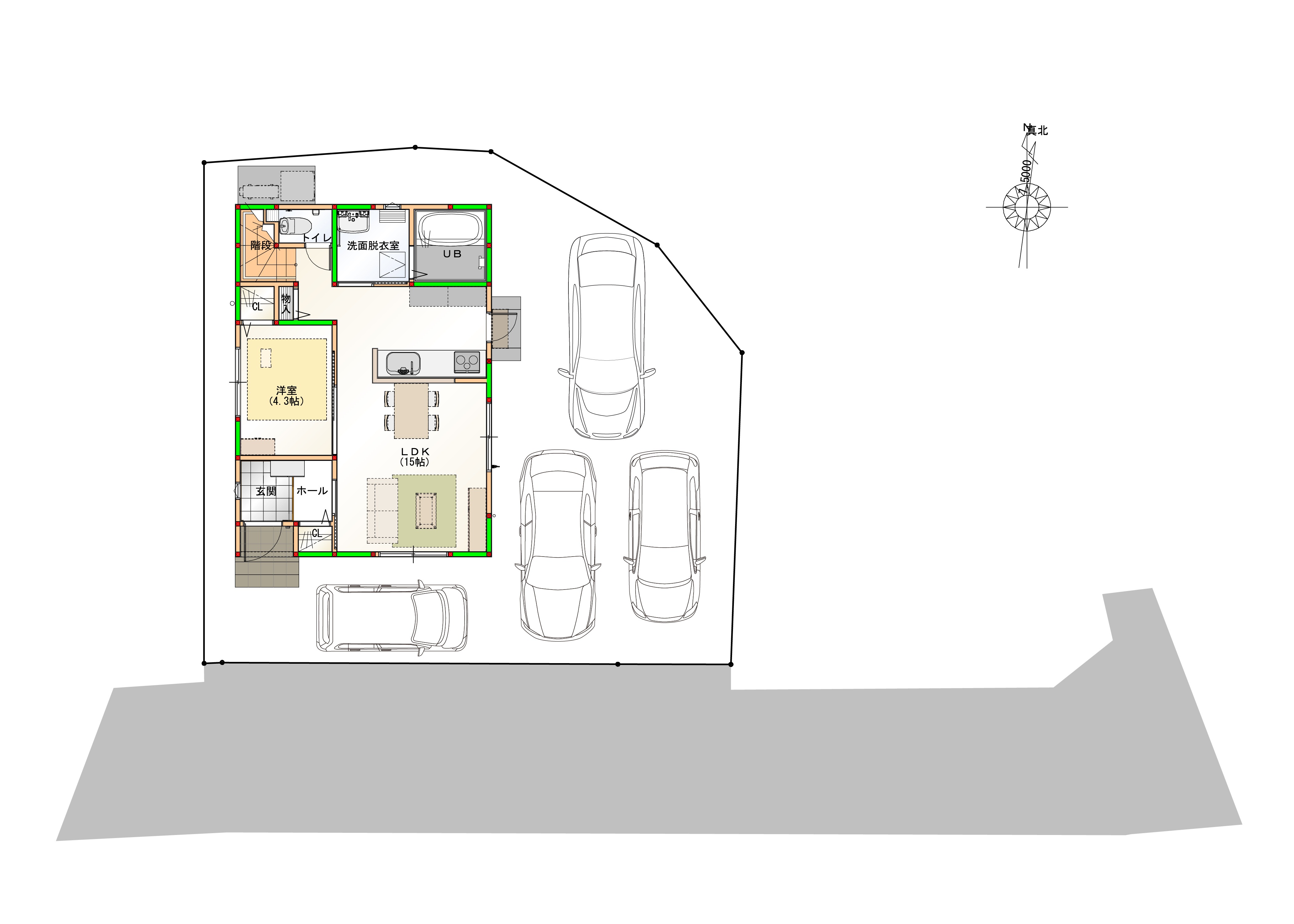 駐車場4台確保していますので、来客時にも便利です♪※画像は完成予想図です。