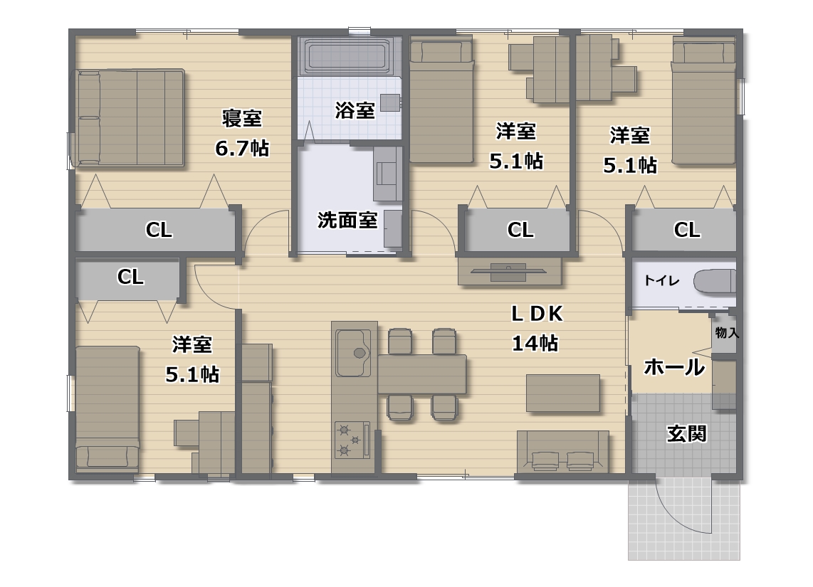 快適な平屋４ＬＤＫになります。