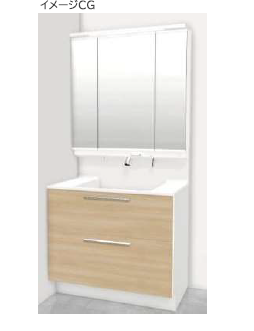  収納スペースがあり、物が多くなりがちな洗面台まわりをスッキリ保つことができます。※施工事例です。実物とは異なります。詳しくはお問い合わせください。