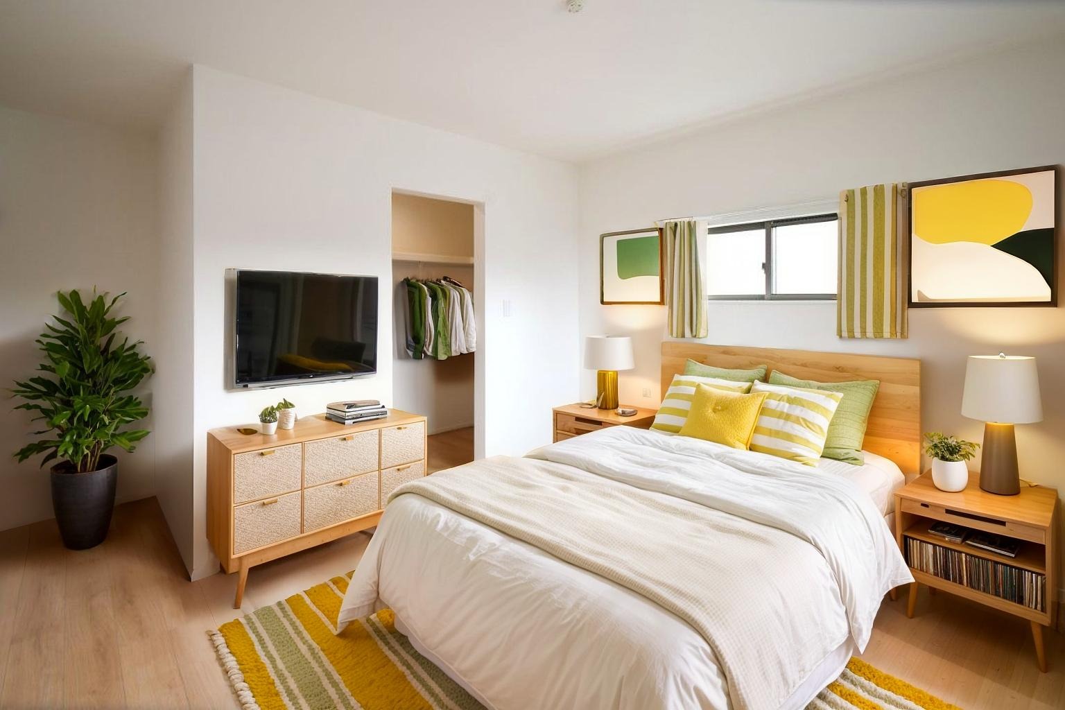 主寝室は広々していて安らげる空間に。大きな窓から光が差し込み、朝の目覚めも良さそう♪ 