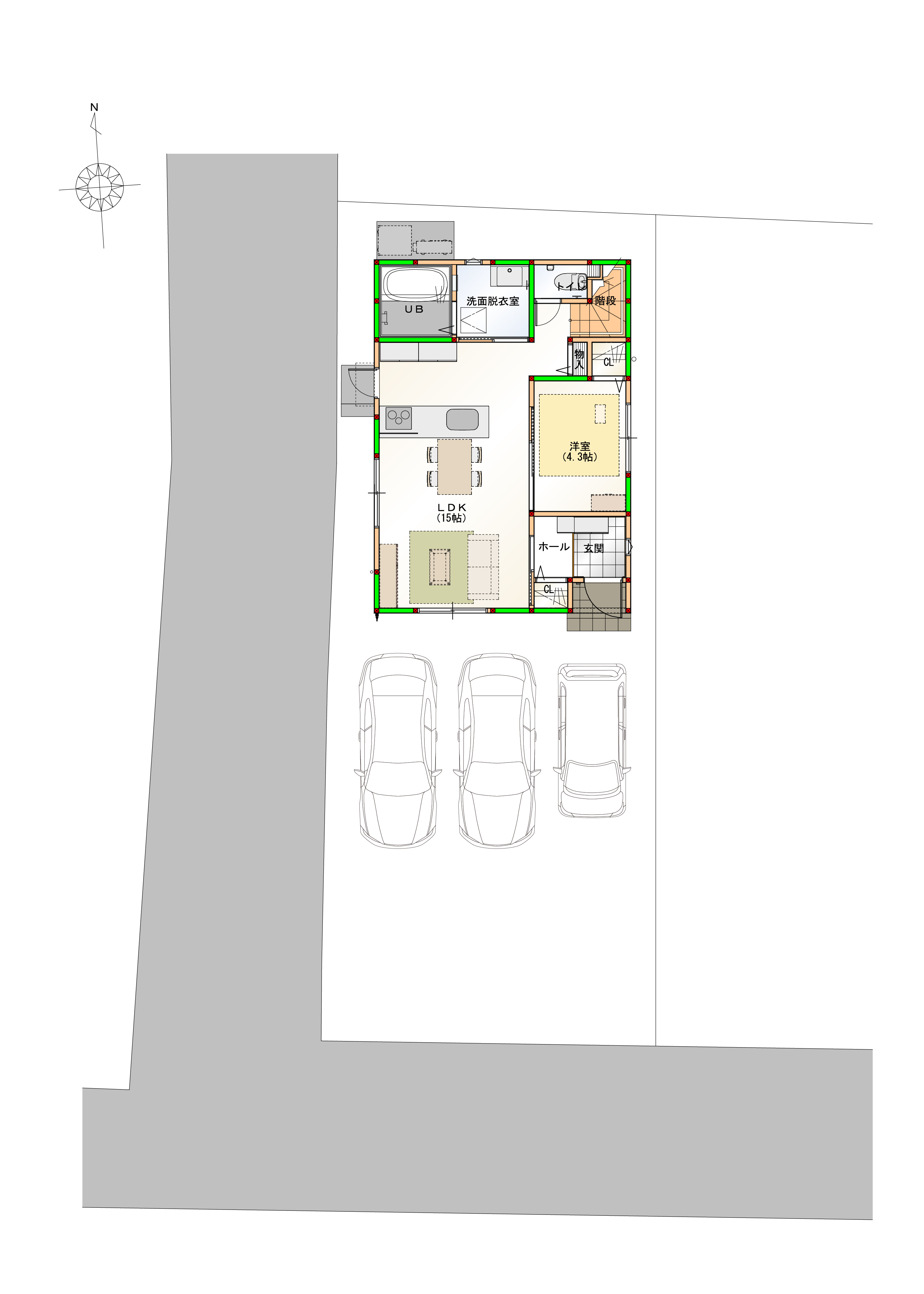 駐車3台可能！　画像はイメージです。