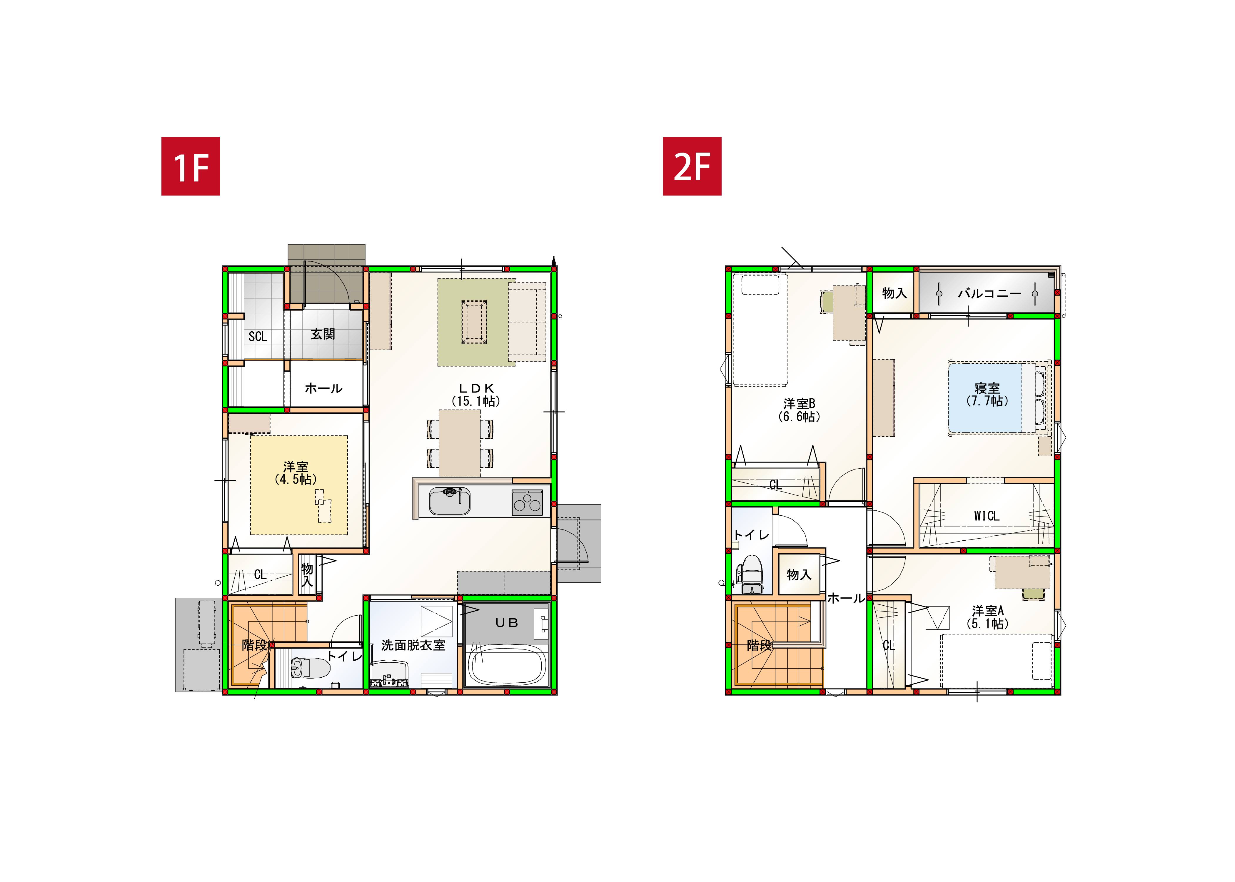 家事効率にこだわった4LDKのコンパクトハウスです♪※施工事例です。実際の建物とは異なります。