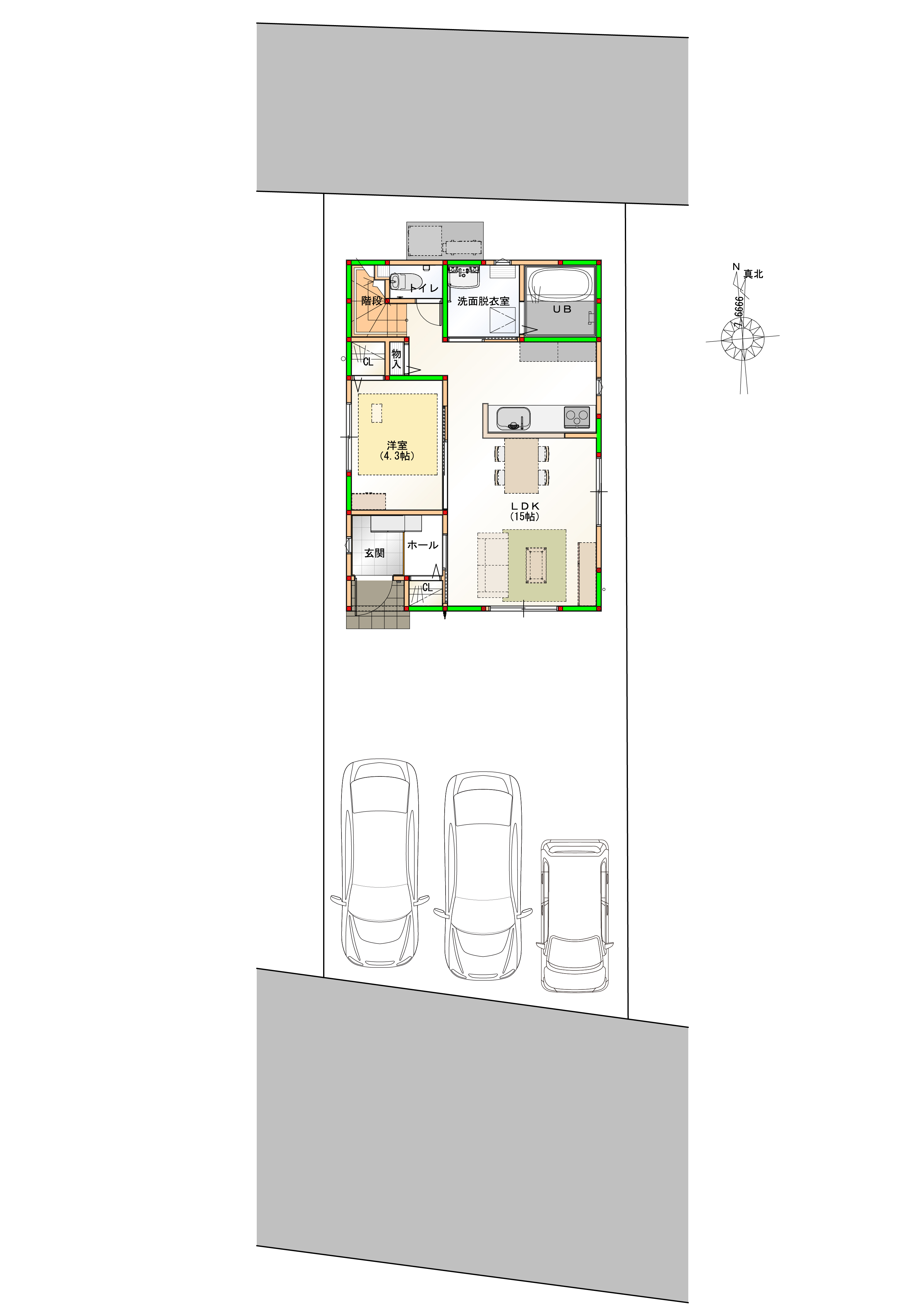 駐車3台可能！　画像はイメージです。