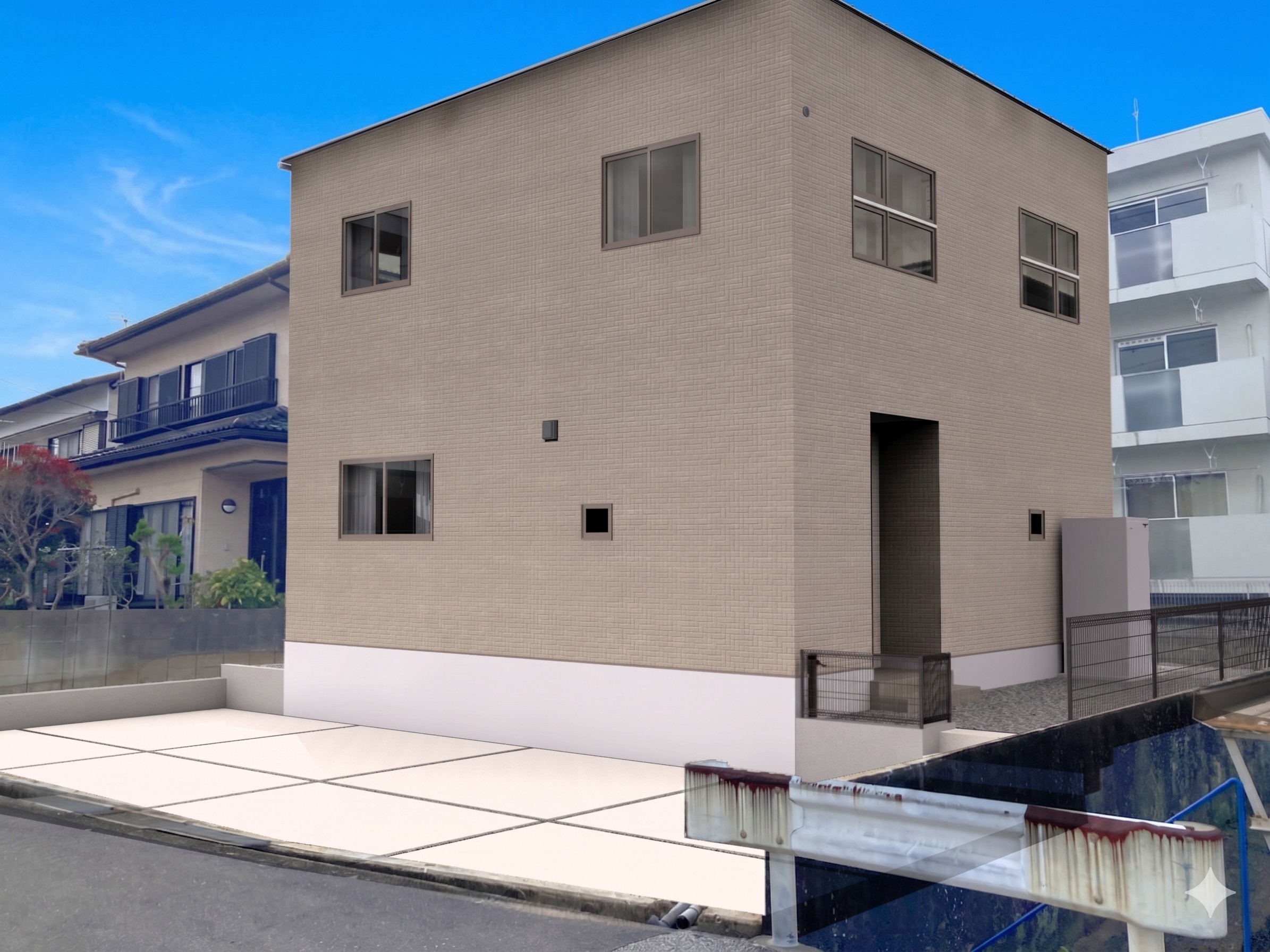 2階に4部屋ある4LDK♪カースペースは最大4台駐車可能なので、来客が多いご家庭でも安心です。※画像はイメージです　※CGにて空を加工しています