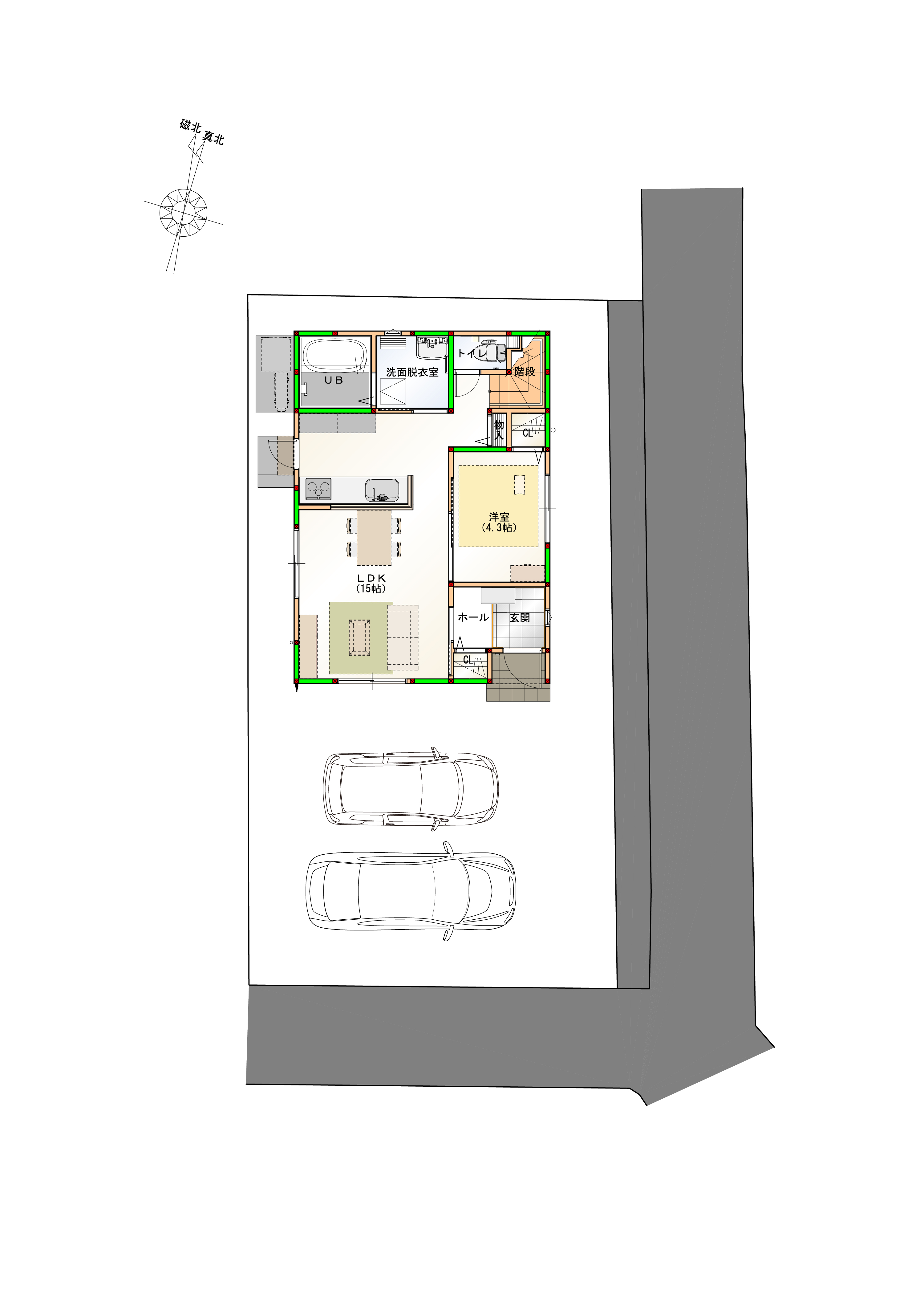 （区画図）駐車2台可能なカースペース付き♪　※画像はイメージです