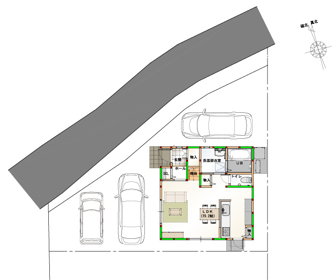 駐車場3台確保していますので、来客時にも便利です♪※画像は完成予想図です。