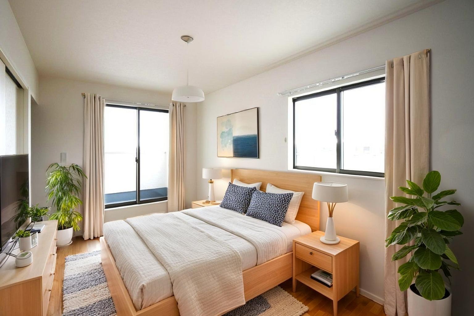 主寝室は広々していて安らげる空間に。大きな窓から光が差し込み、朝の目覚めも良さそう♪ 「CGにて家具を配置しています。」