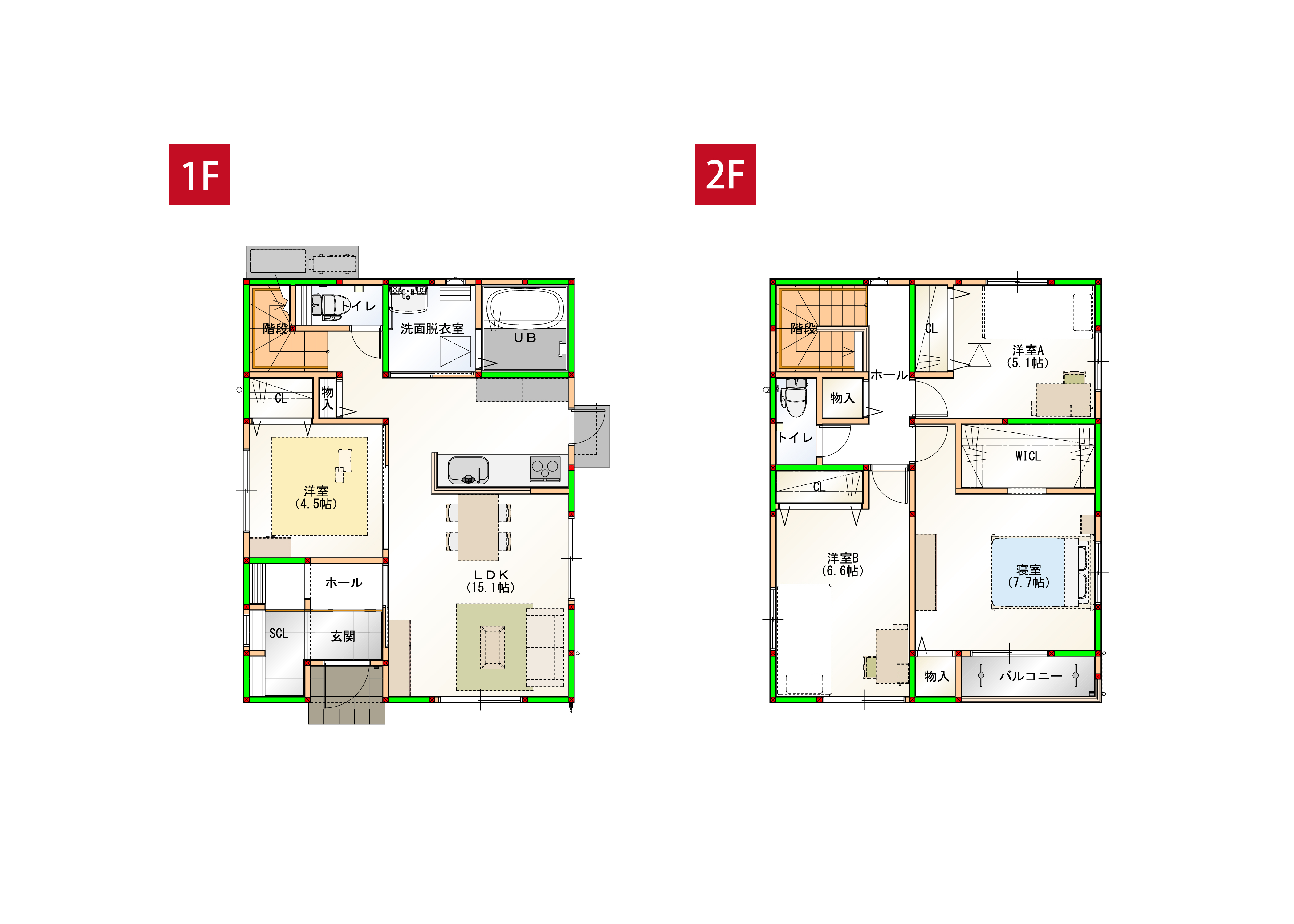 1階リビング横に4.5帖の洋室がある4LDKです！※画像はイメージです。