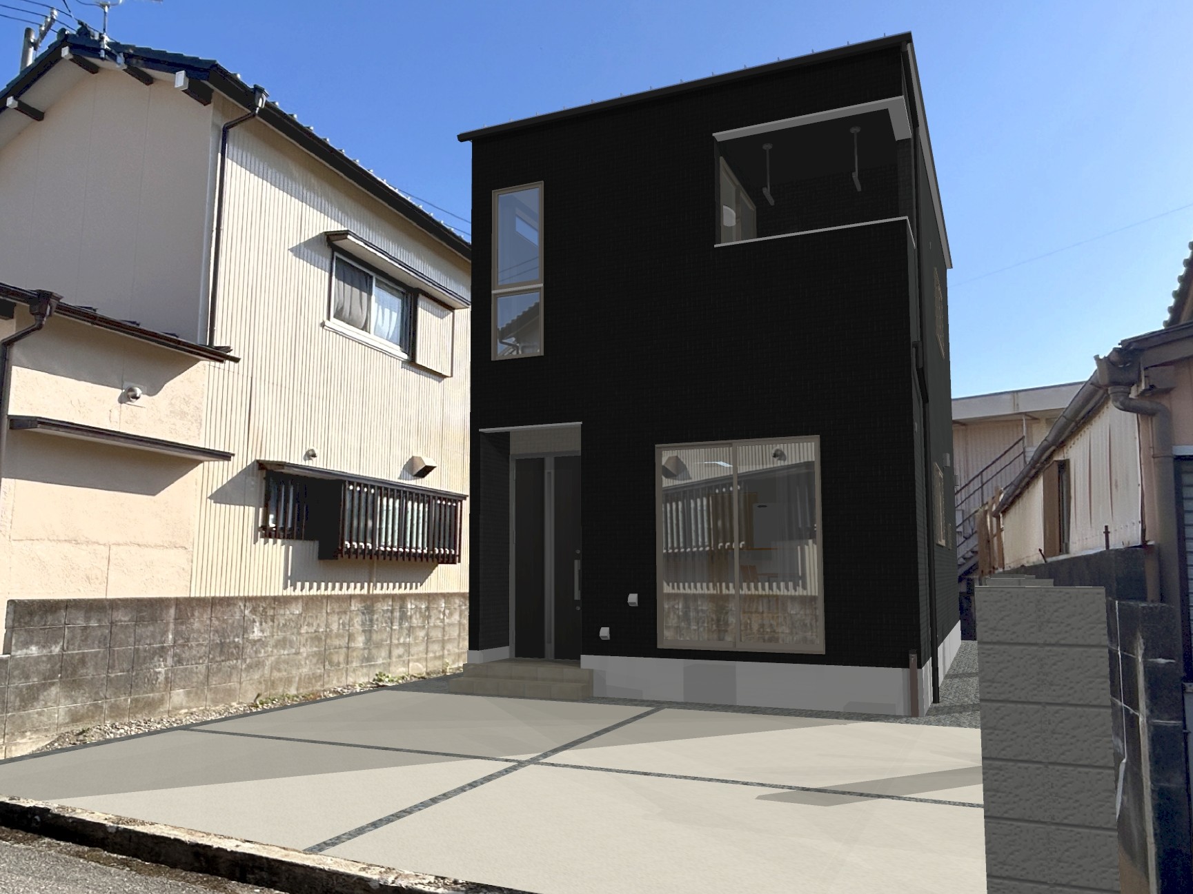 介良小学校まで徒歩4分で、お子様の通学も安心♪シンプルモダンなブラックの外観が目を引く3LDKです。※画像はイメージです。