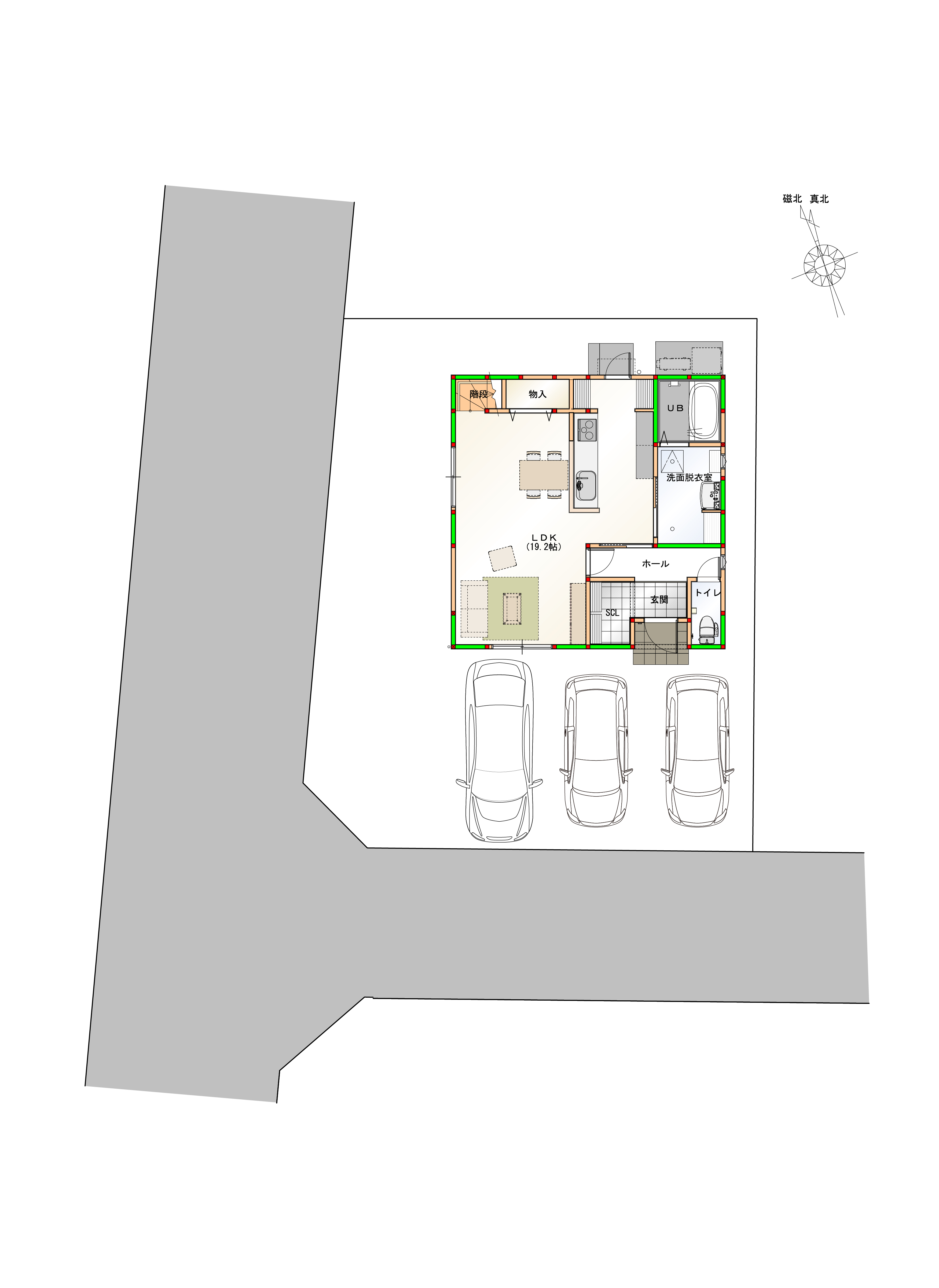 （区画図）駐車3台可能なカースペース付き♪　※画像はイメージです