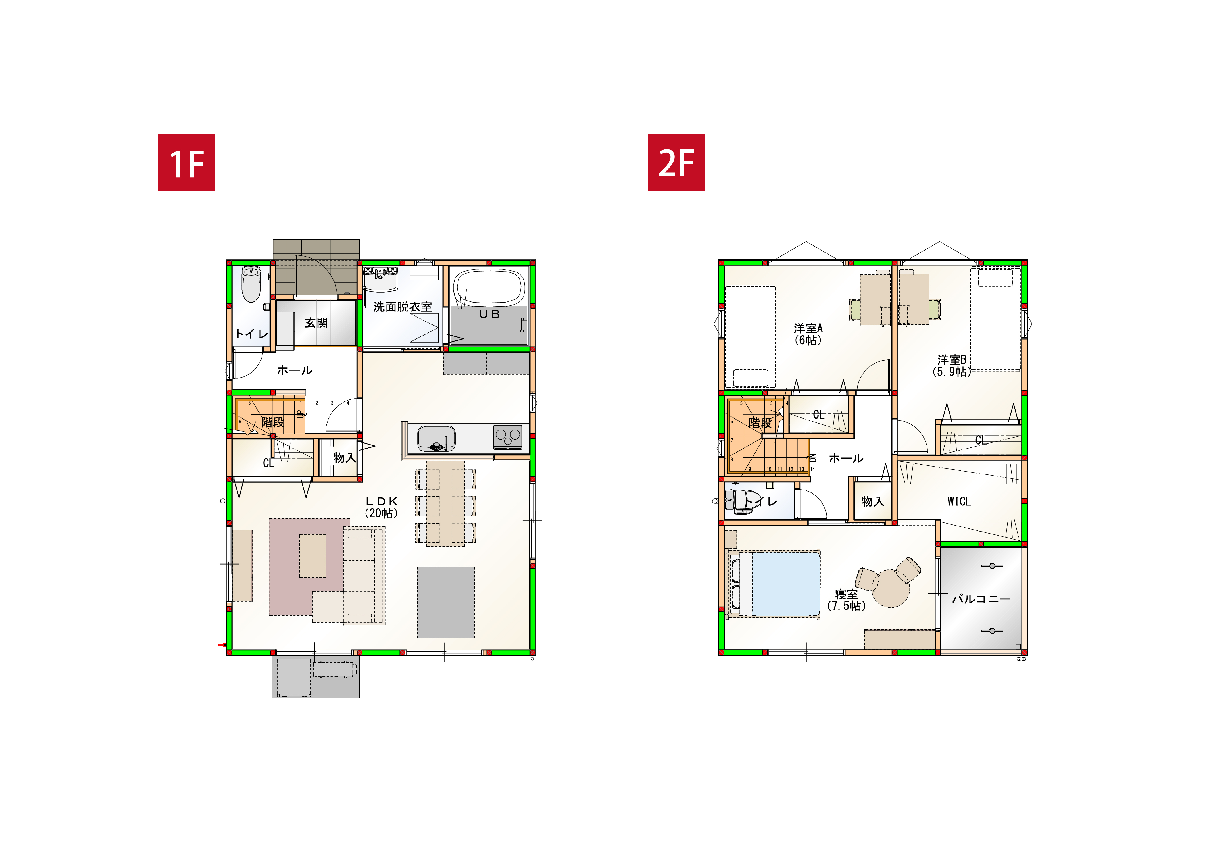 家事ラク導線で水回りを一まとめ♪丁度いいコンパクトハウスで日々の生活を楽に快適にサポートします♪ ※画像はイメージです。