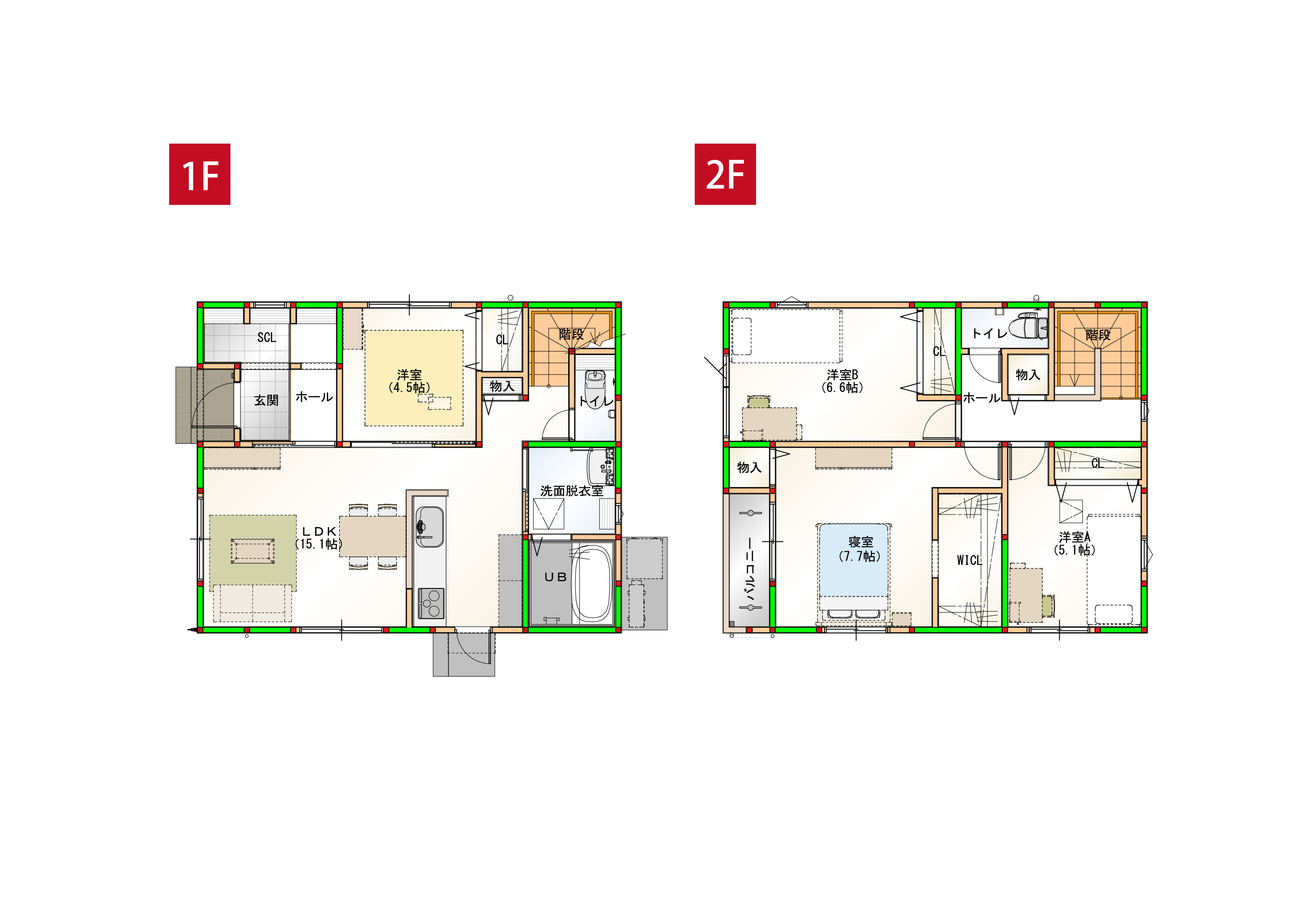家事効率にこだわった4LDKのコンパクトハウスです♪