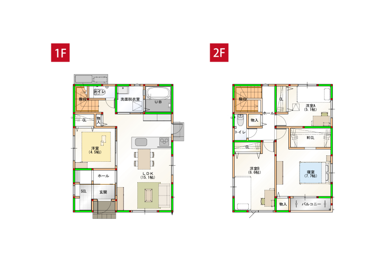 無駄のないシンプルな間取り、効率の良い家事導線で設計しました。※画像はイメージです。