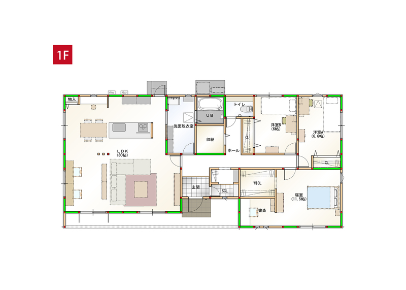 30帖の広々ＬＤＫ　家族の温もりを育む住空間♪※施工事例です。