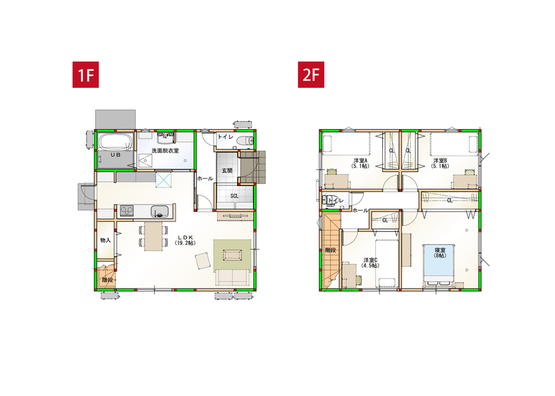 家事効率にこだわった4LDKのコンパクトハウスです♪
