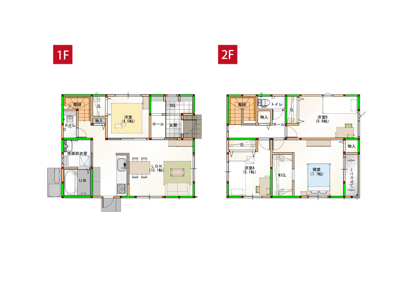 家事ラク導線で水回りを一まとめ♪丁度いいコンパクトハウスで日々の生活を楽に快適にサポートします♪ ※画像はイメージです。