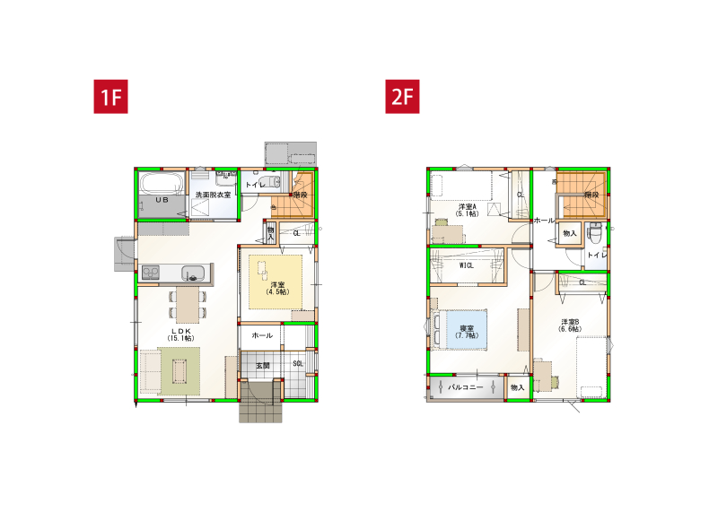 家事ラク導線で水回りを一まとめ♪丁度いいコンパクトハウスで日々の生活を楽に快適にサポートします♪ ※画像はイメージです。