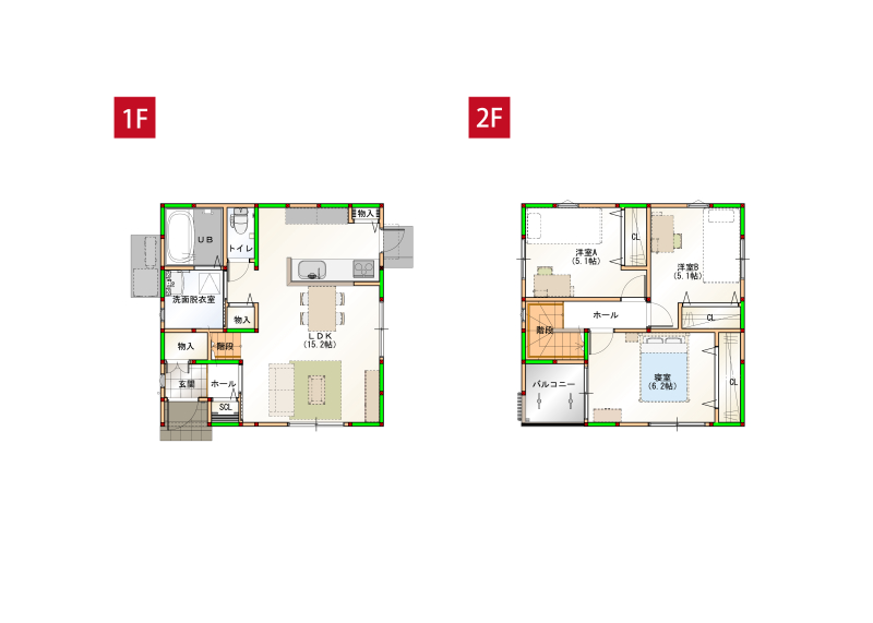 家事効率にこだわった3LDKのコンパクトハウスです♪※画像はイメージです。
